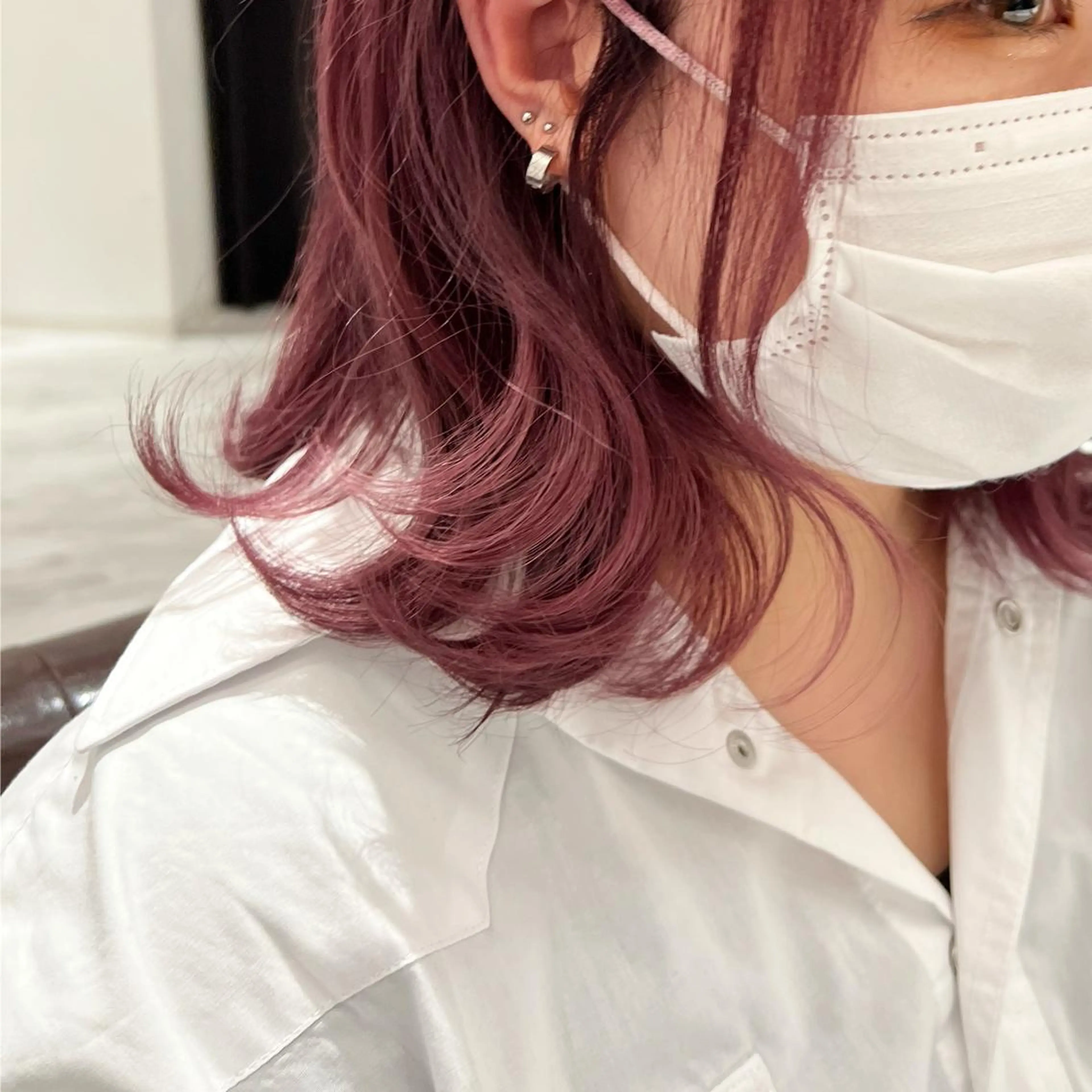 ミディアム カラー ベージュカラー ピンクカラー ピンクベージュ 浦﨑 笑美里のヘアスタイル