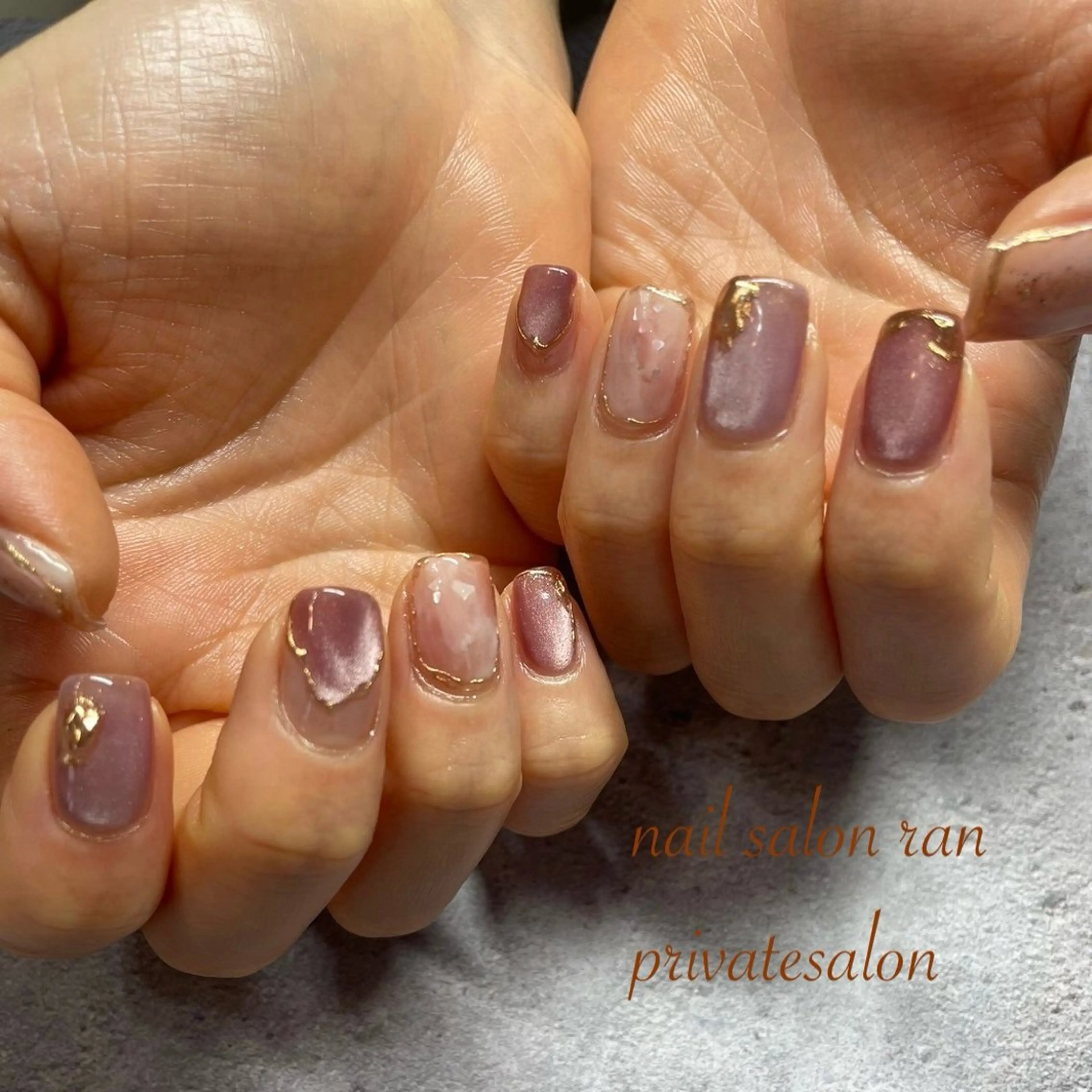 ネイル マグネットネイル ニュアンスネイル ピンク 春ネイル ハンドネイル ハンドケア nailsalon ranのネイルデザイン