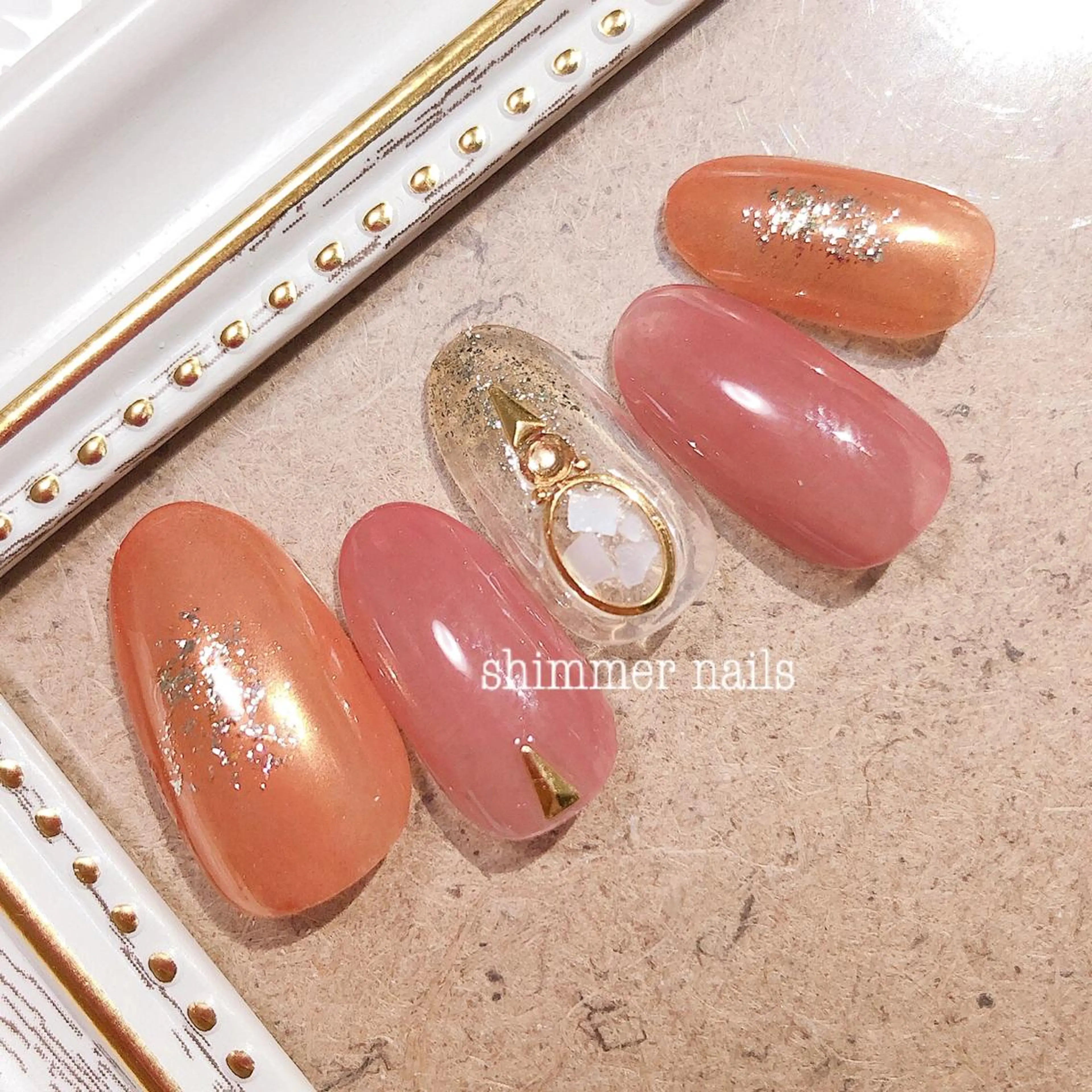 ネイル ブラウン ミラーネイル shimmer nailsのネイルデザイン