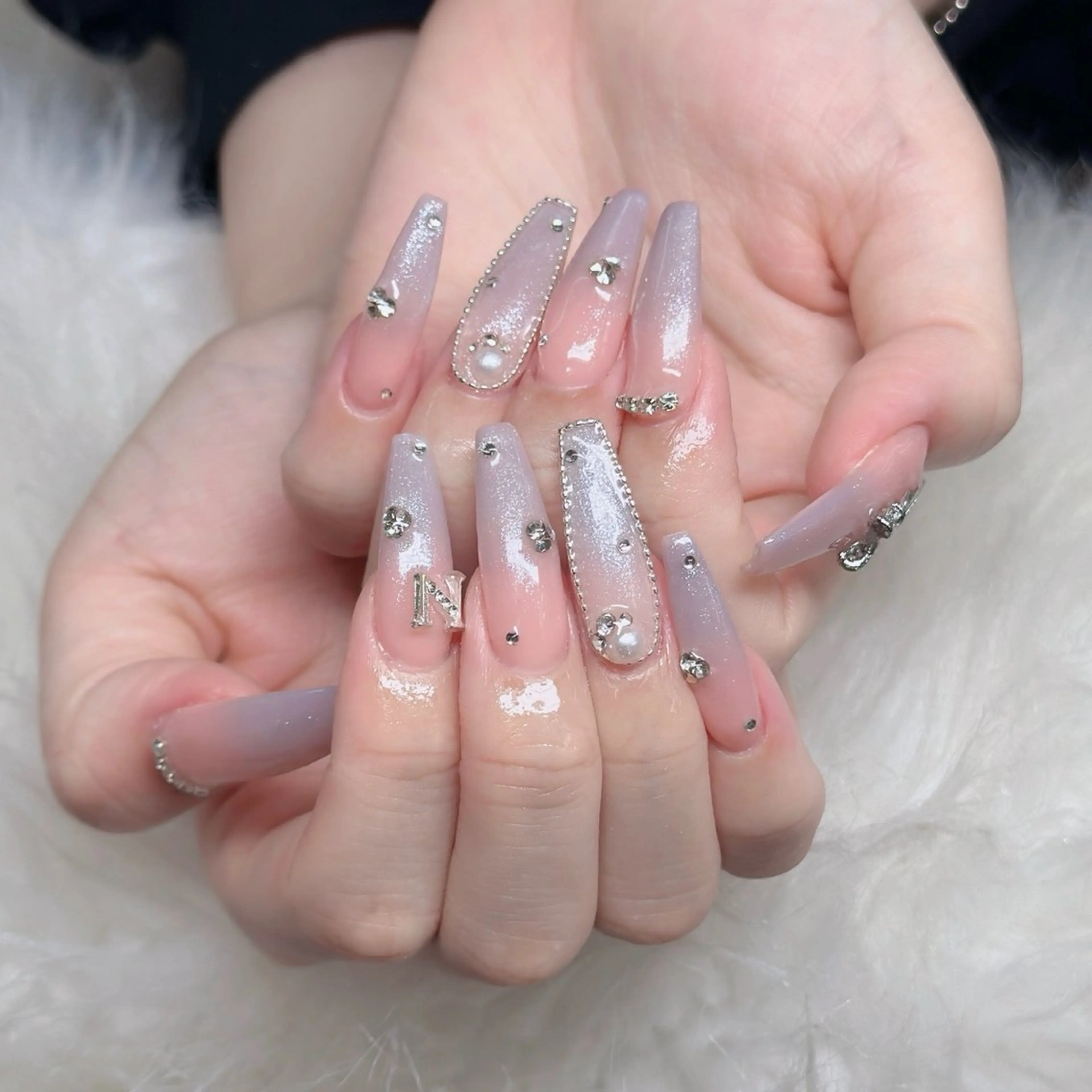 ネイル ロングネイル マグネットネイル リボン 夏ネイル スーパーロングネイル ハンドネイル Hani Nail XUKAのネイルデザイン