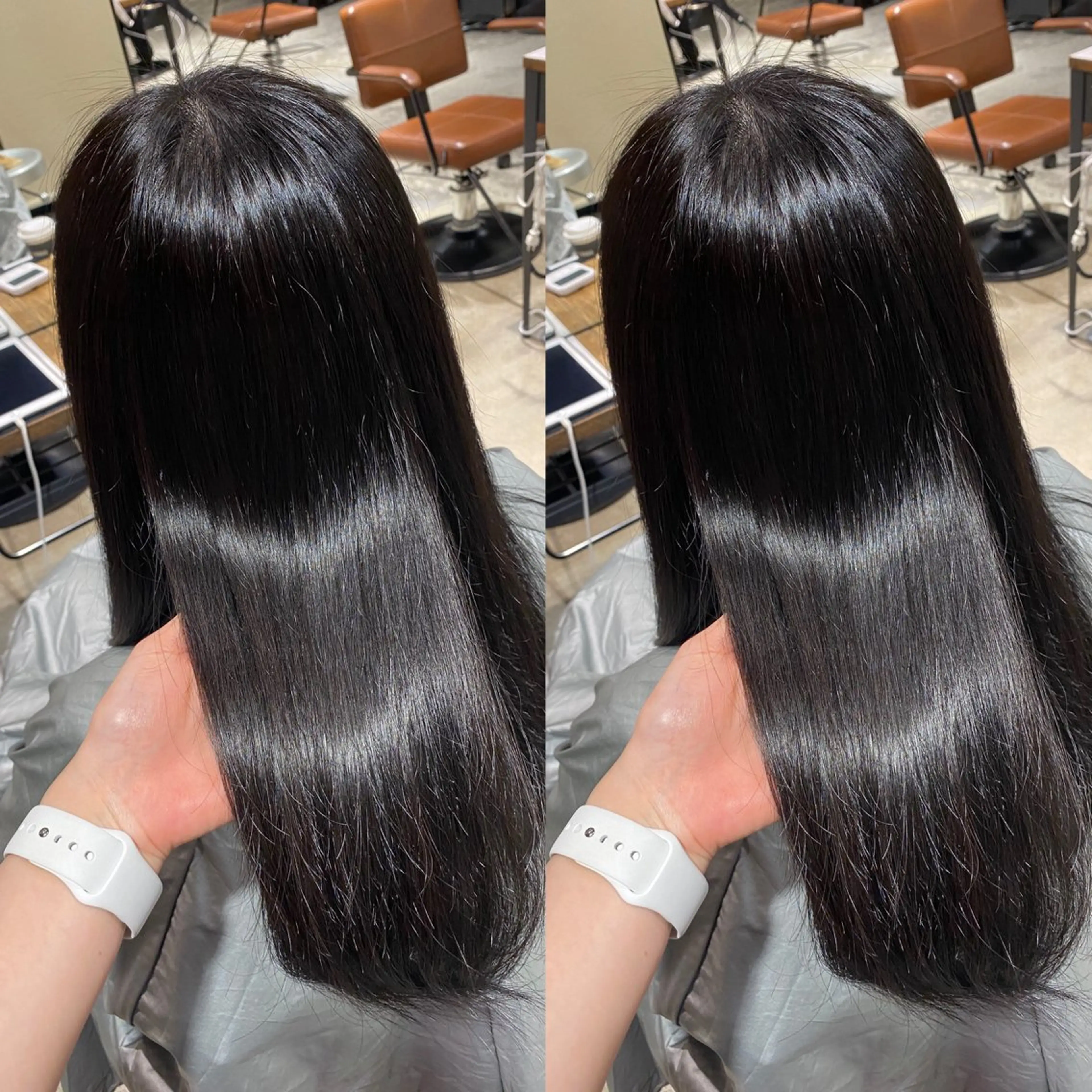 セミロング カラー 黒髪 ブルーカラー ブルーブラック カット ヘアカラー トリートメント 髙木美緒🌿 レイヤー/アレンジのヘアスタイル