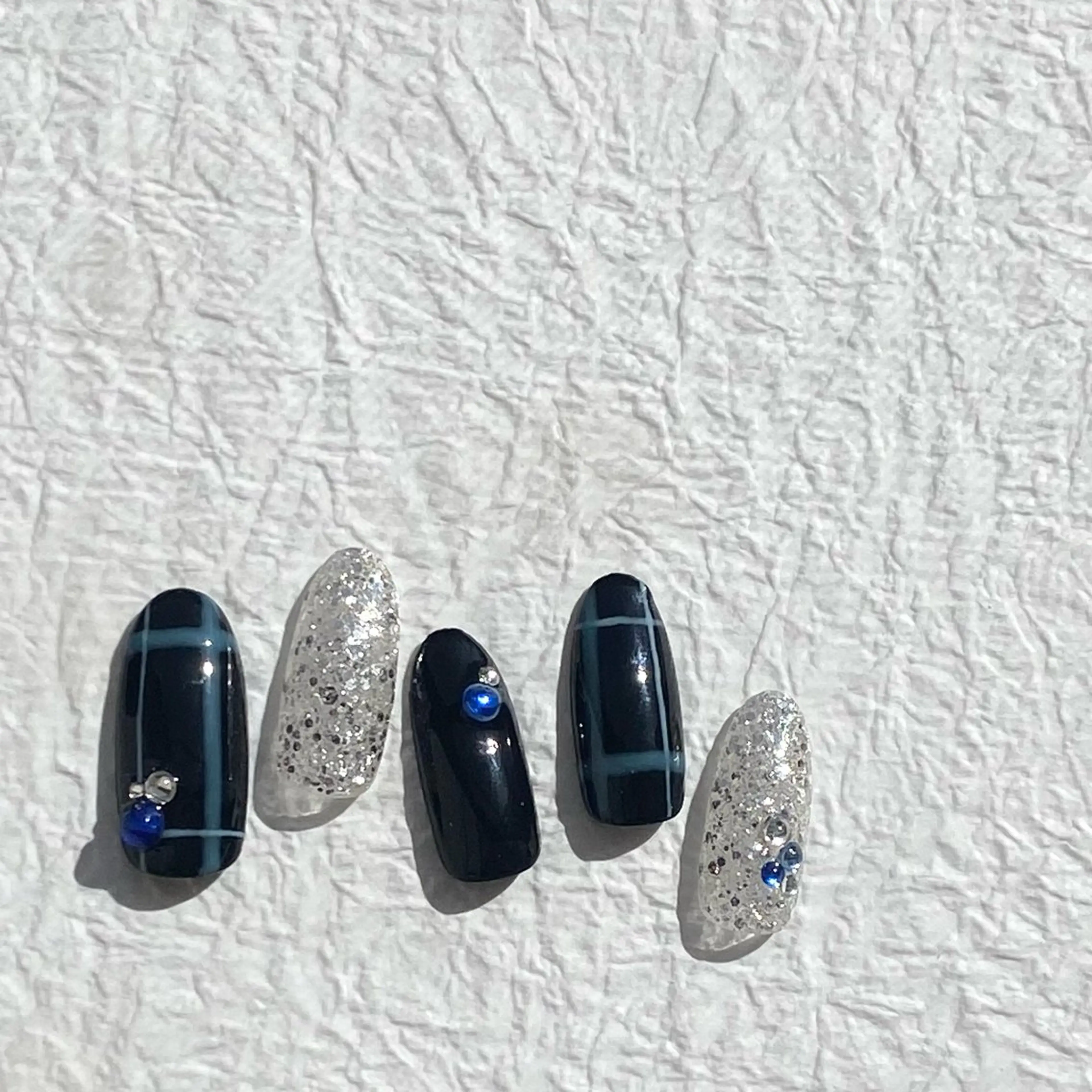 ネイル ブルー ストーンネイル ネイルチップ Nailsalon Merci所属・Merci momoのネイルデザイン