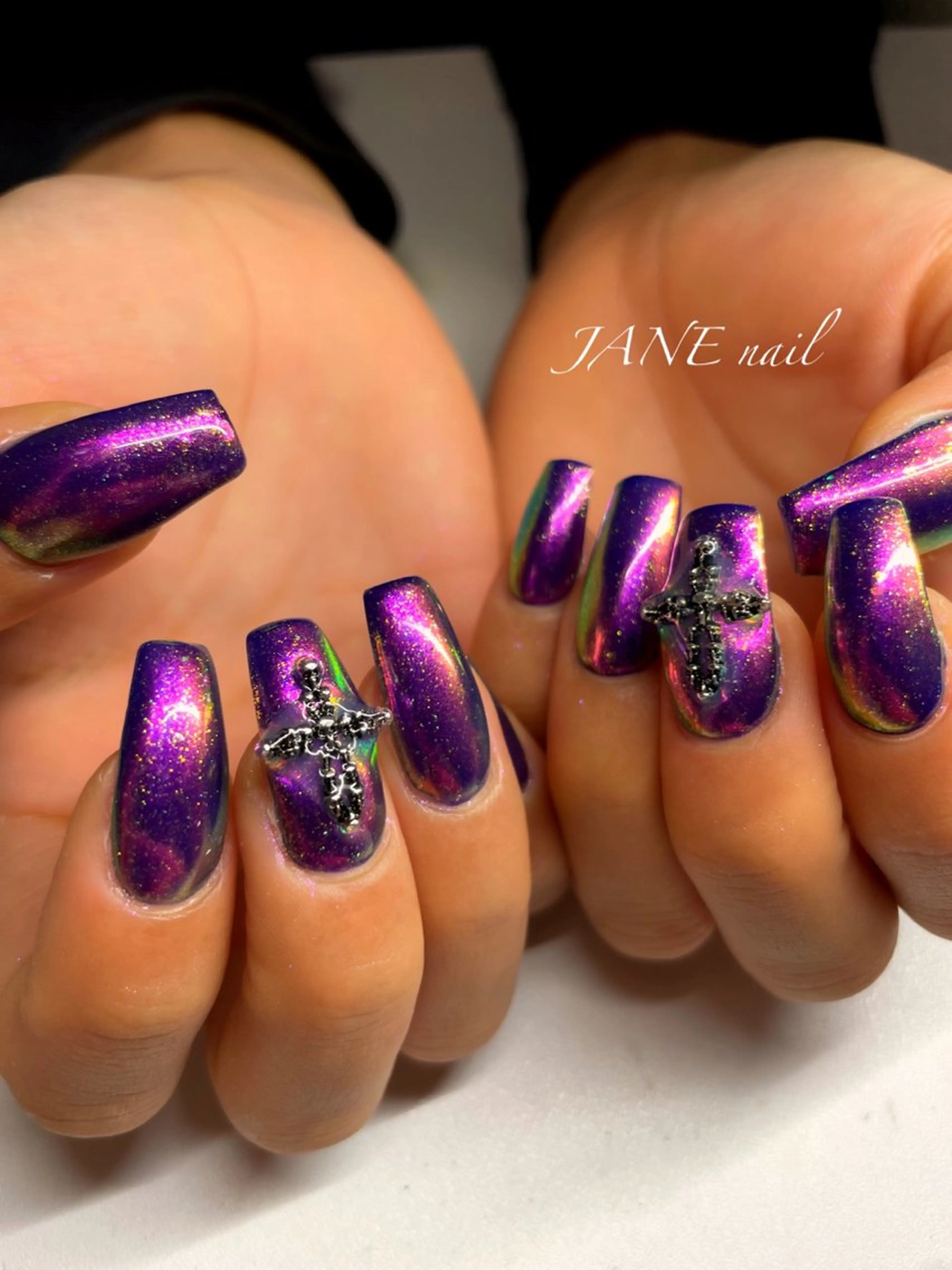 ネイル ロングネイル ミラーネイル 冬ネイル ハンドネイル Nail Salon JANEのネイルデザイン