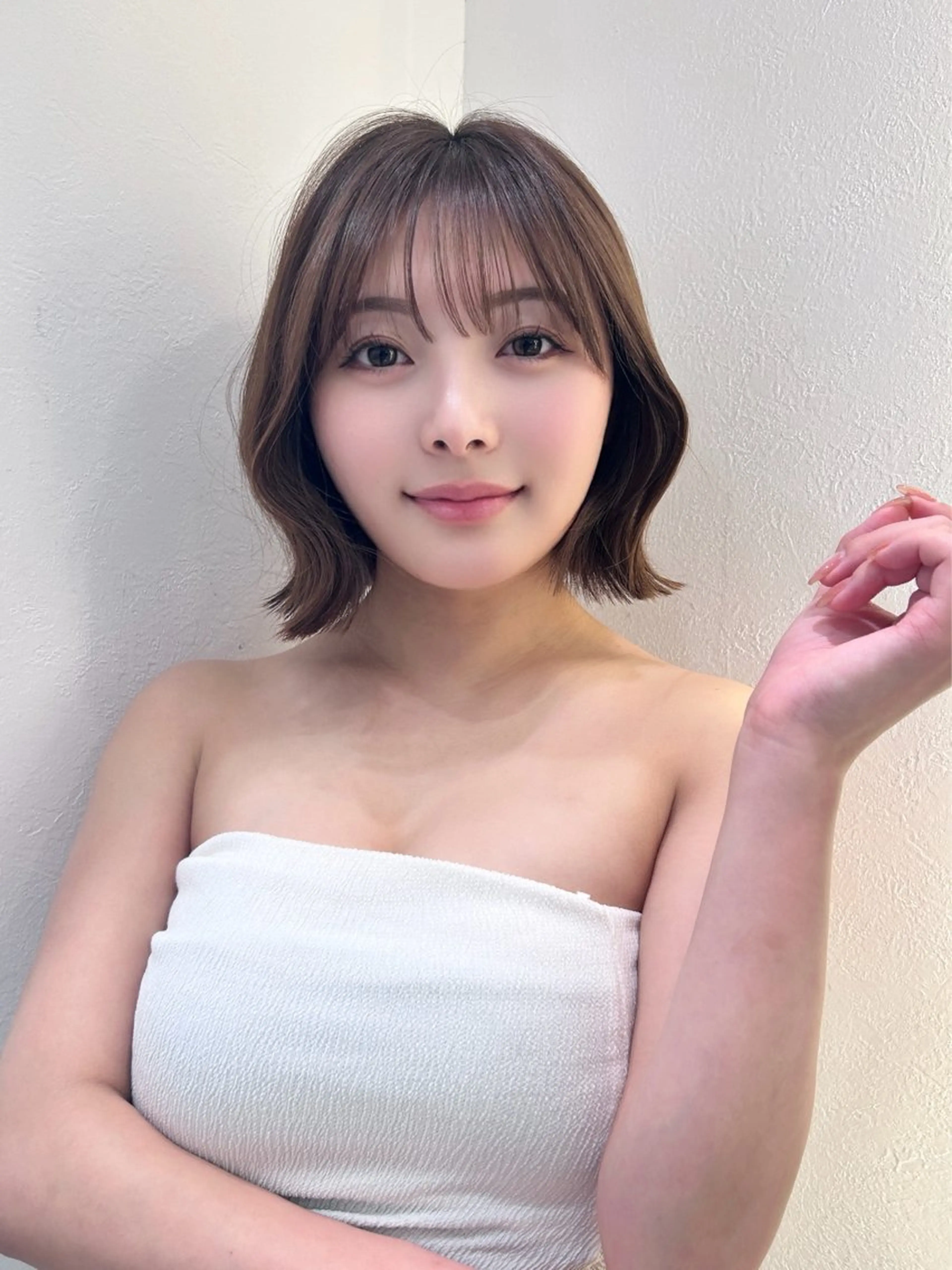 ショート カラー ボブレイヤー ブラウンカラー 透明感カラー グレージュ ボブ カット ヘアカラー トリートメント ボブ/レイヤーボブ/ 髪質改善/梶川 夏季のヘアスタイル