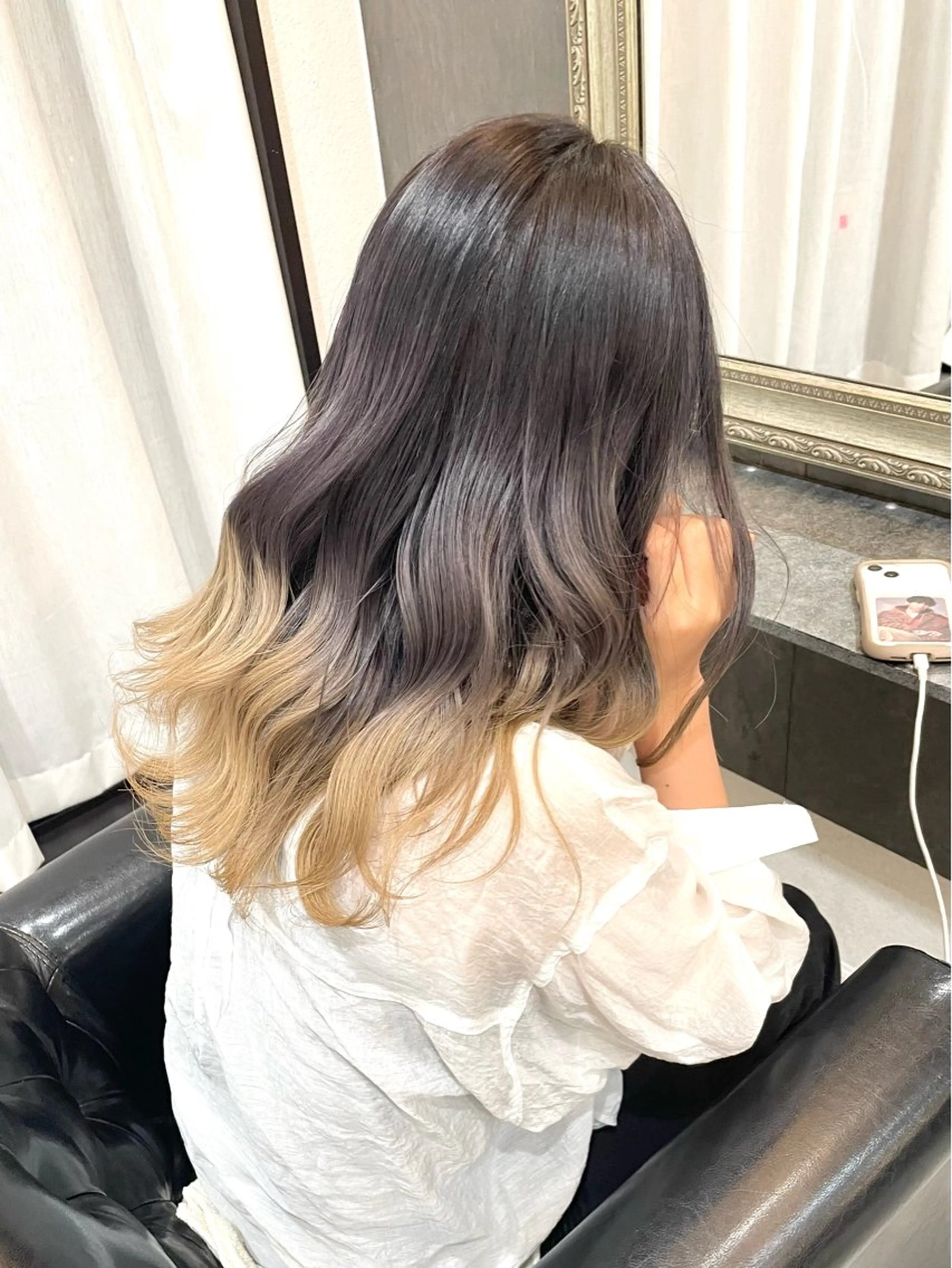 セミロング カラー ブリーチ 透明感カラー グラデーションカラー ヘアカラー トリートメント 🌷ケアブリーチ /透明感/れい🌷のヘアスタイル
