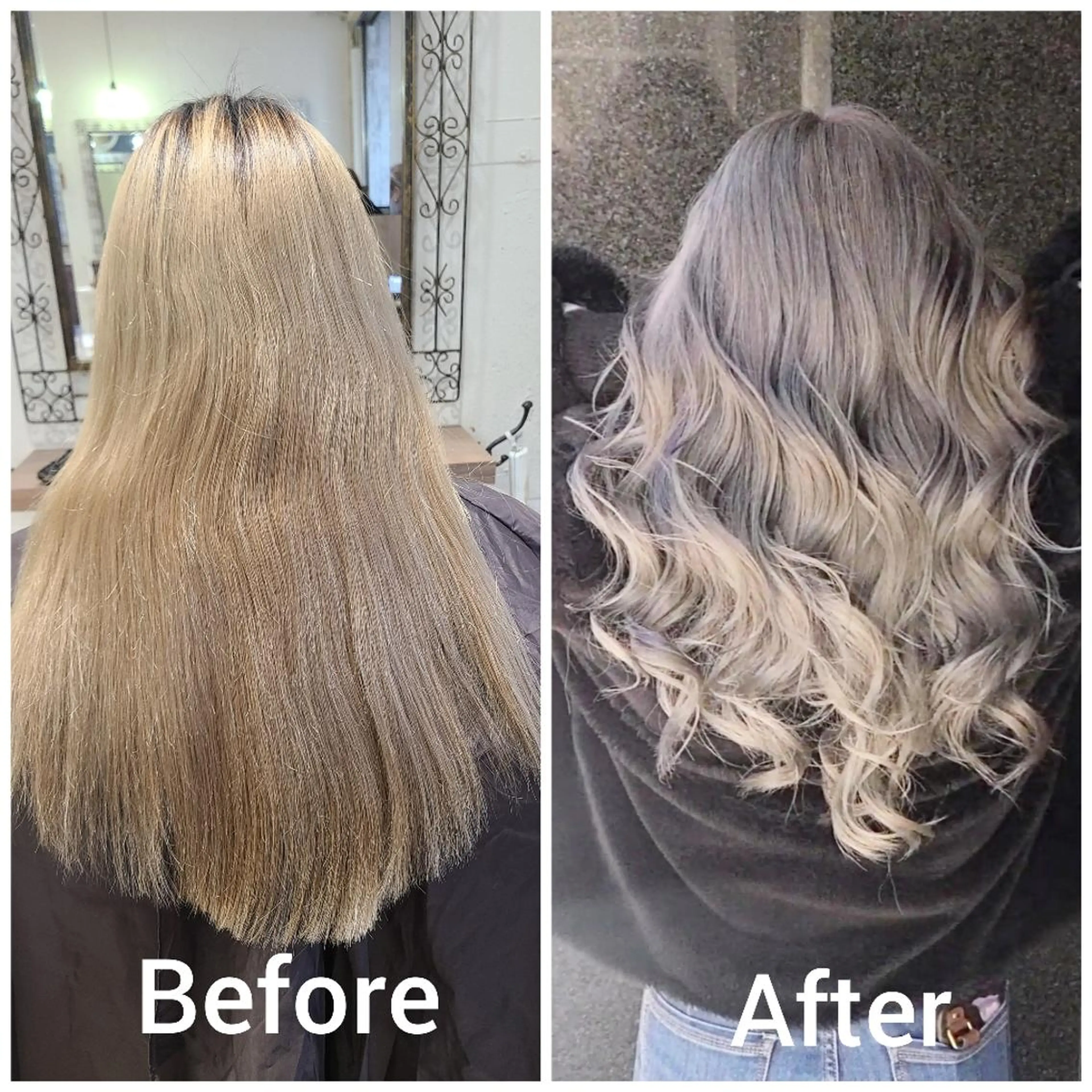 ロング カラー アッシュ アッシュグレー バレイヤージュ ベージュカラー ブリーチ ヘアカラー cherie所属・大内 格のヘアスタイル