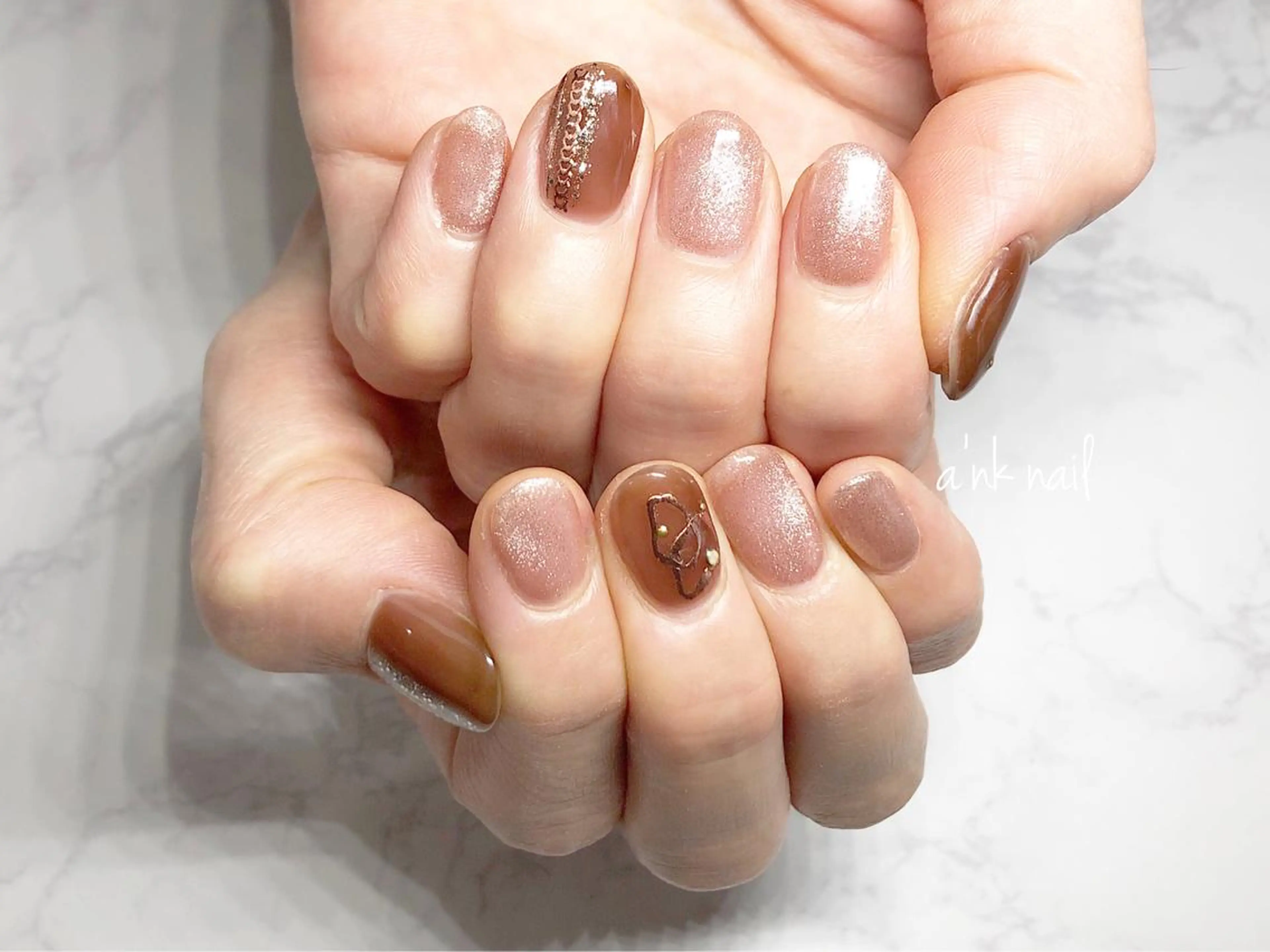 ネイル ブラウン Sawamoto Akinaのネイルデザイン