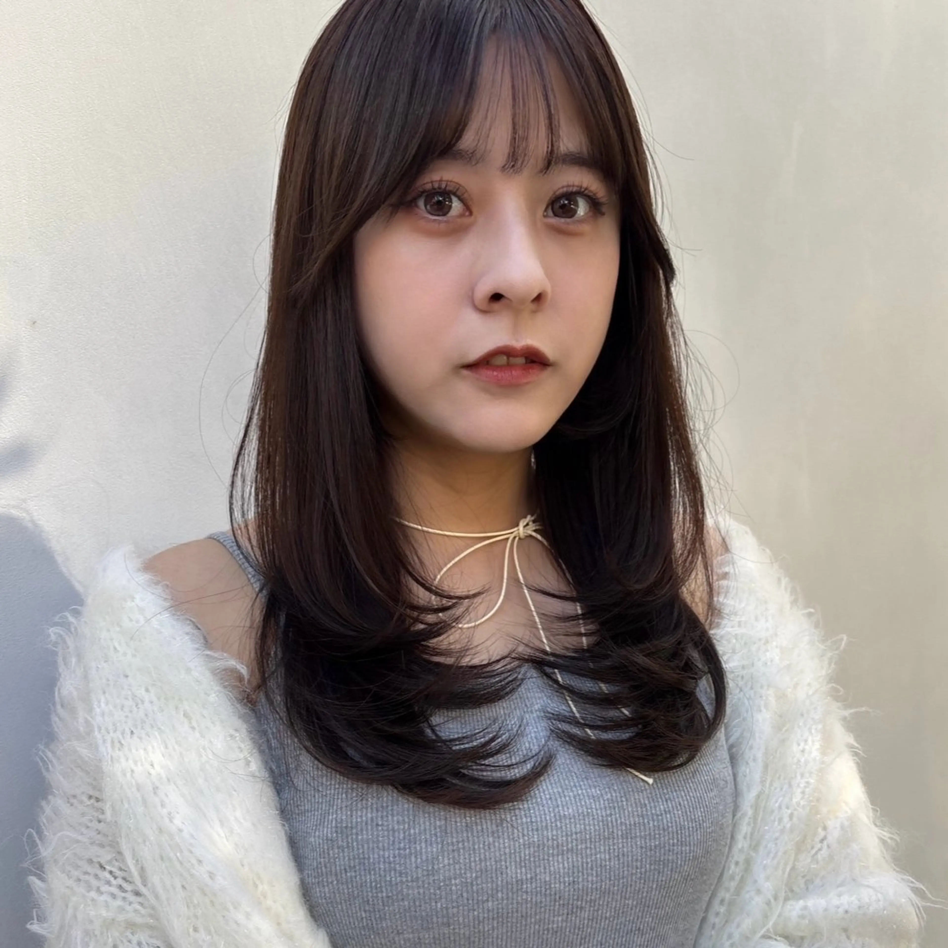 セミロング カット ヘアカラー 韓国レイヤー/暖色 カラー/KOTONEのヘアスタイル