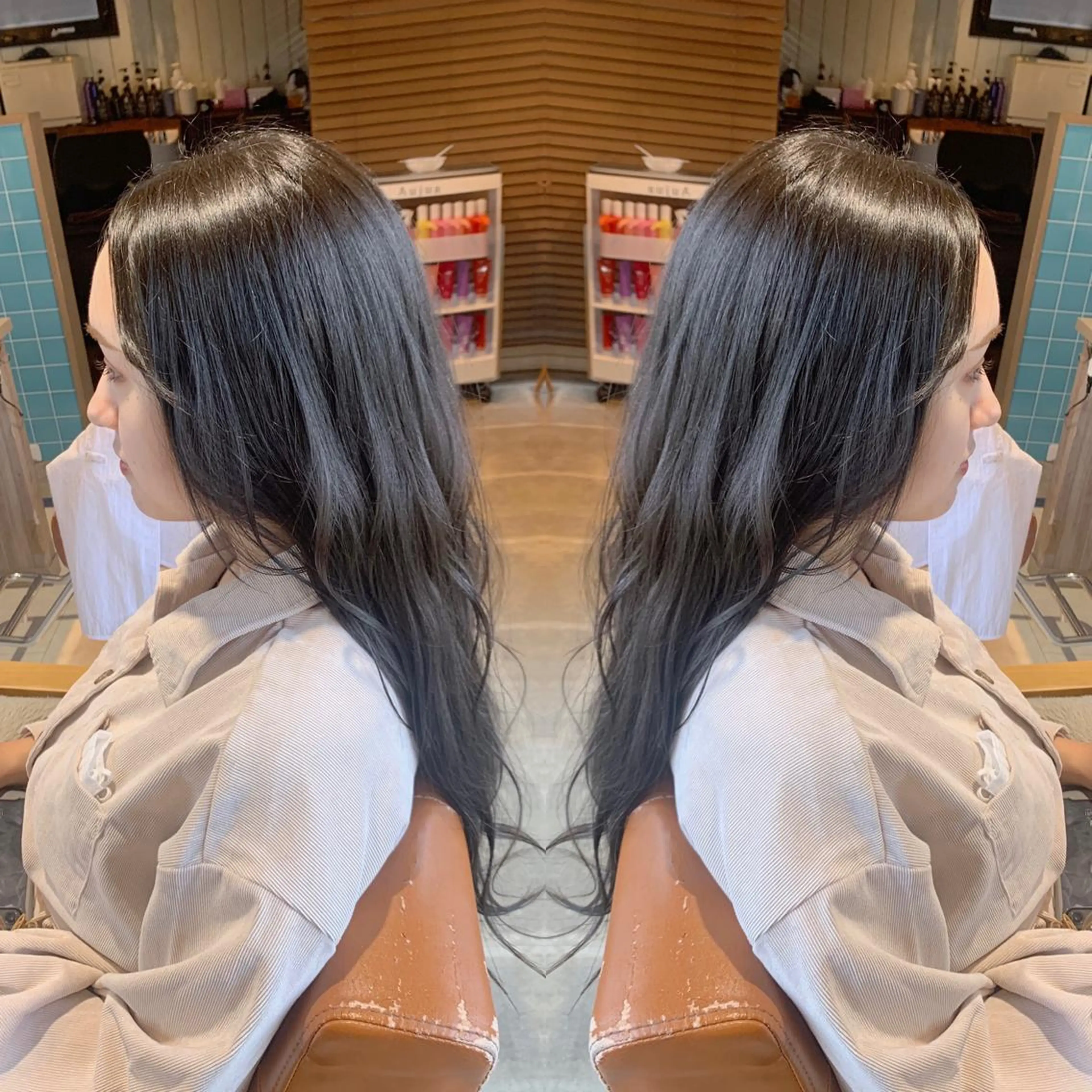 ロング カラー 透明感カラー オリーブグレー 韓国🇰🇷 ✂︎hair 内田愛のヘアスタイル