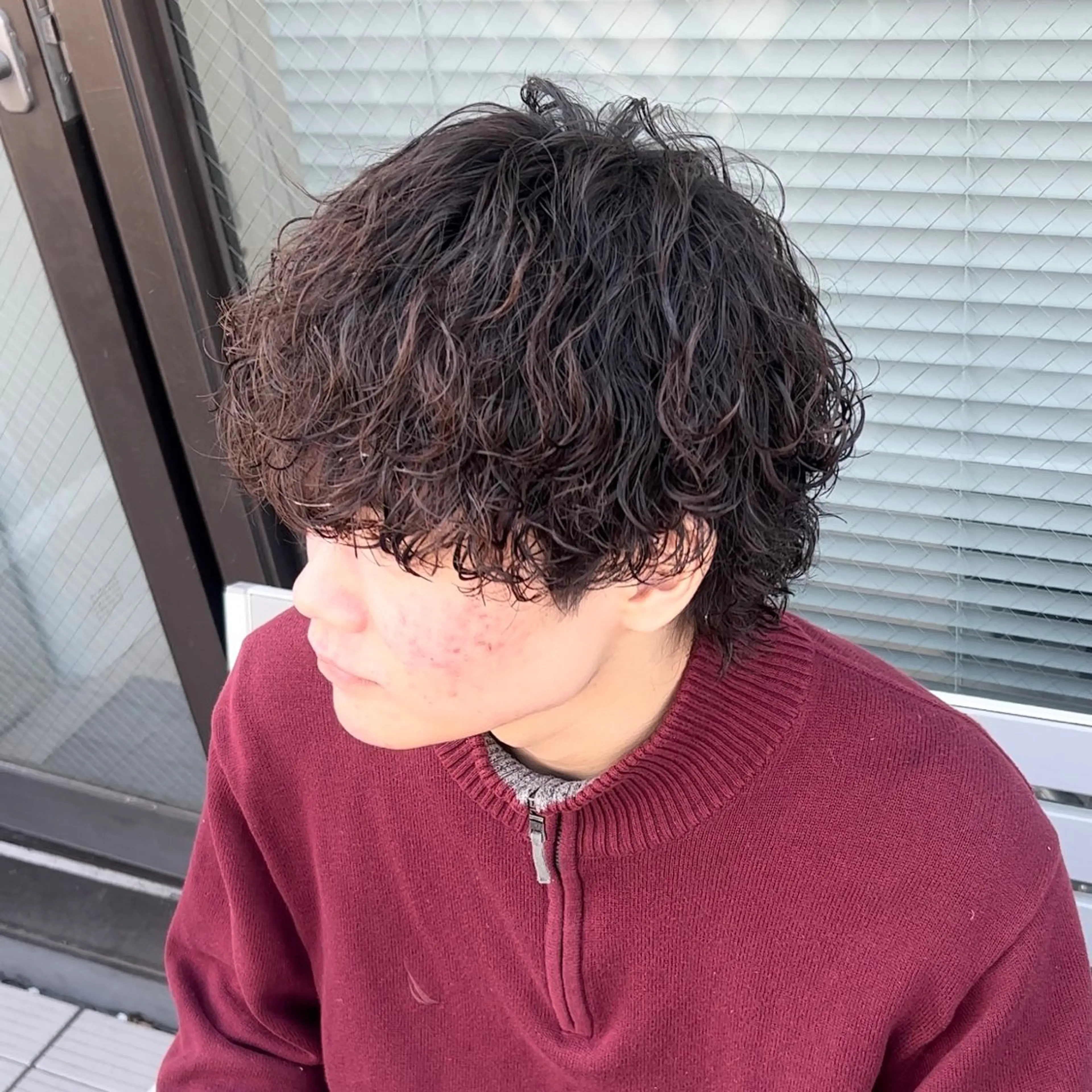 ミディアム パーマ メンズ 曲がる縮毛矯正 LIBER 　岩名のヘアスタイル