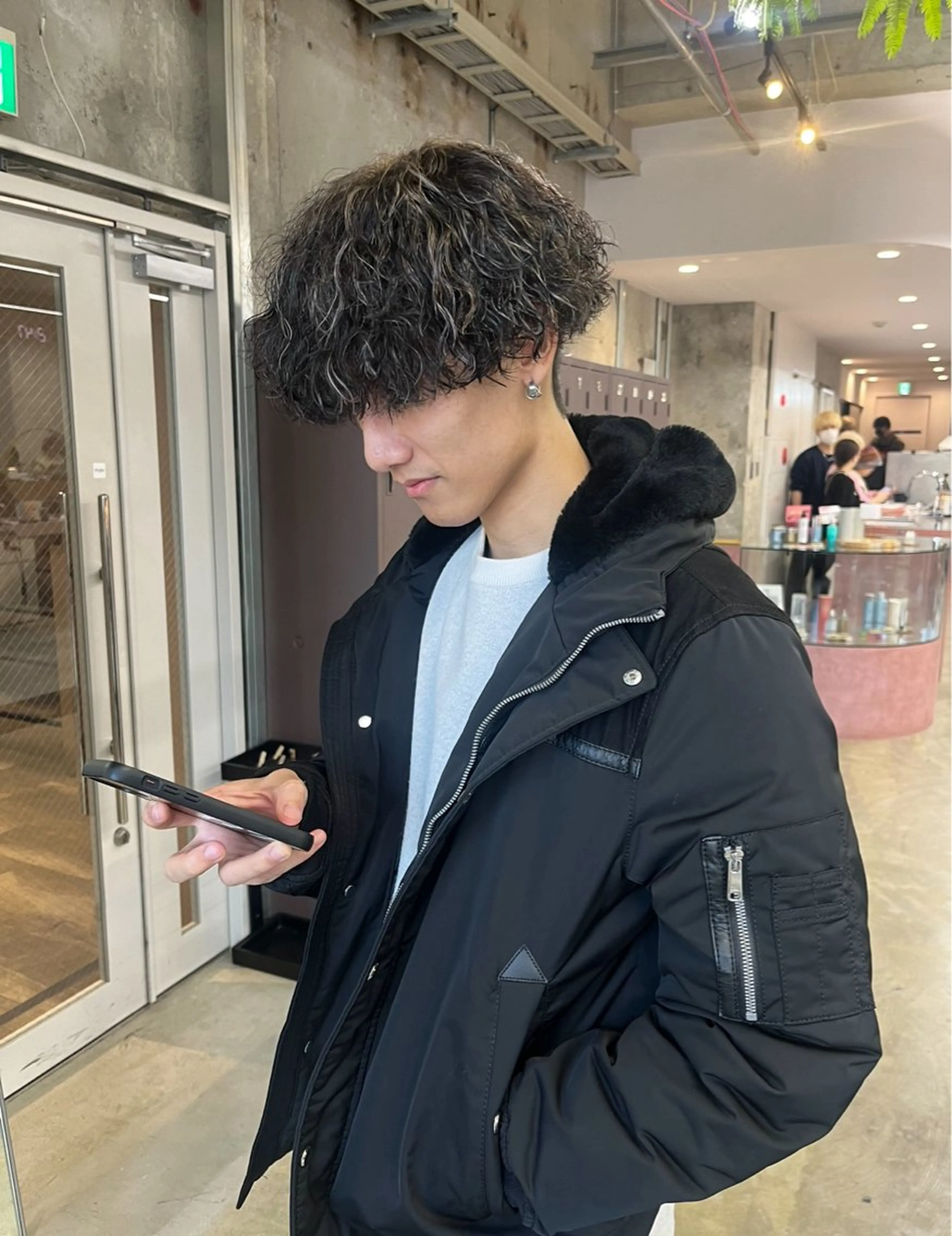 ショート カラー パーマ メンズ ナガノリノ /ボブ/ ベージュ/暖色のヘアスタイル