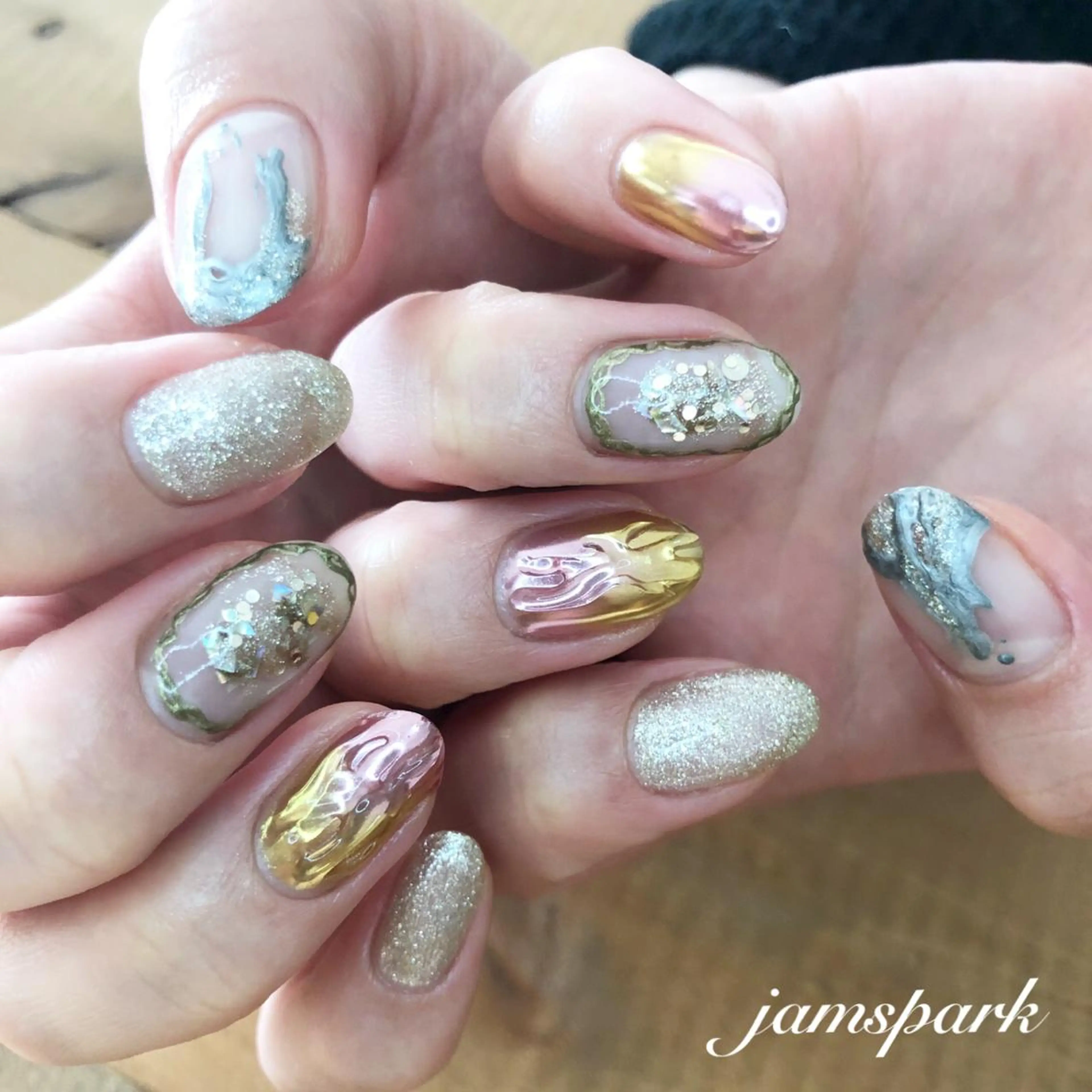 ネイル アートネイル 入学式 卒業式 ニュアンスネイル 春ネイル ハンドネイル jamspark ✨のネイルデザイン