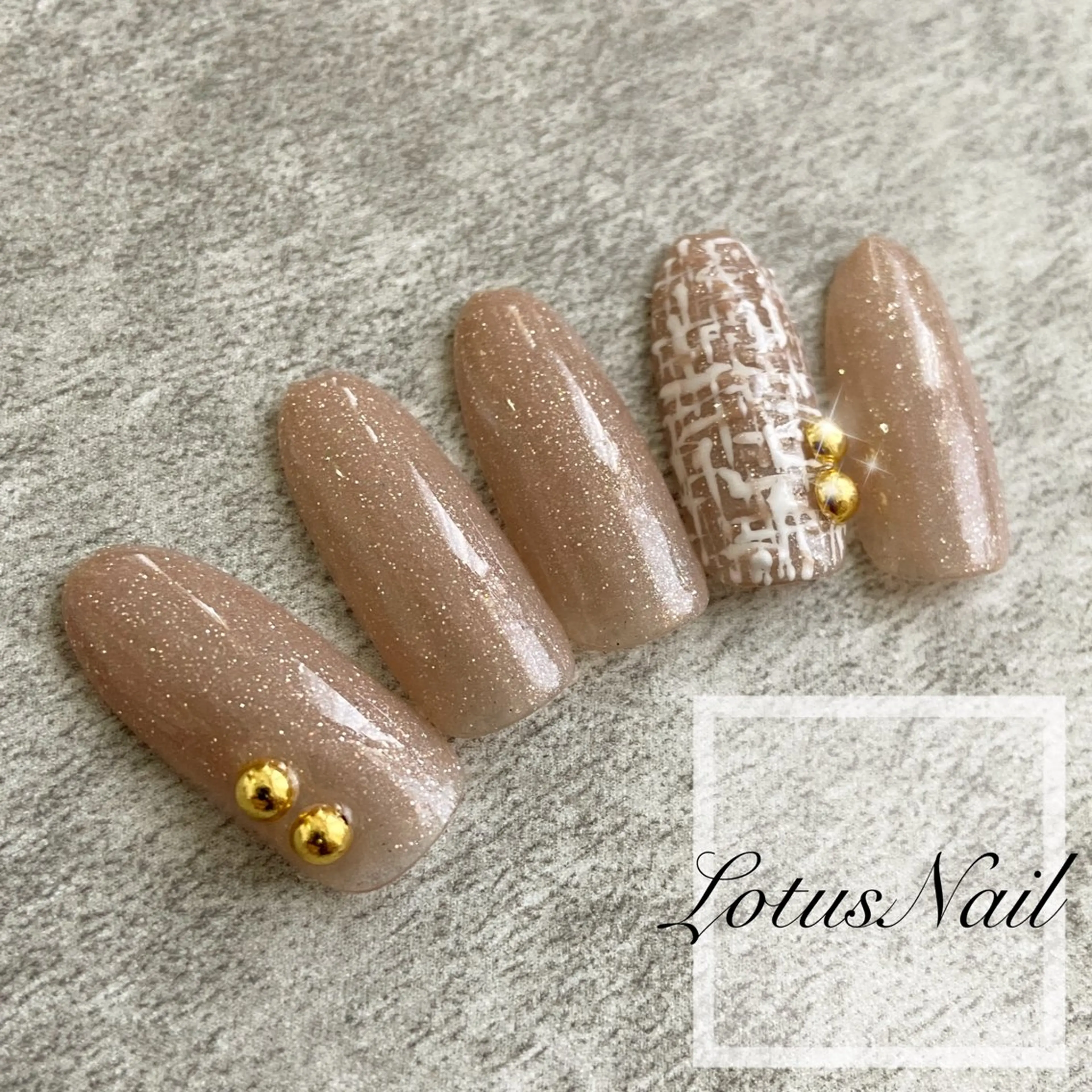 ネイル ツイードネイル 冬ネイル ハンドネイル Lotus Nailのネイルデザイン