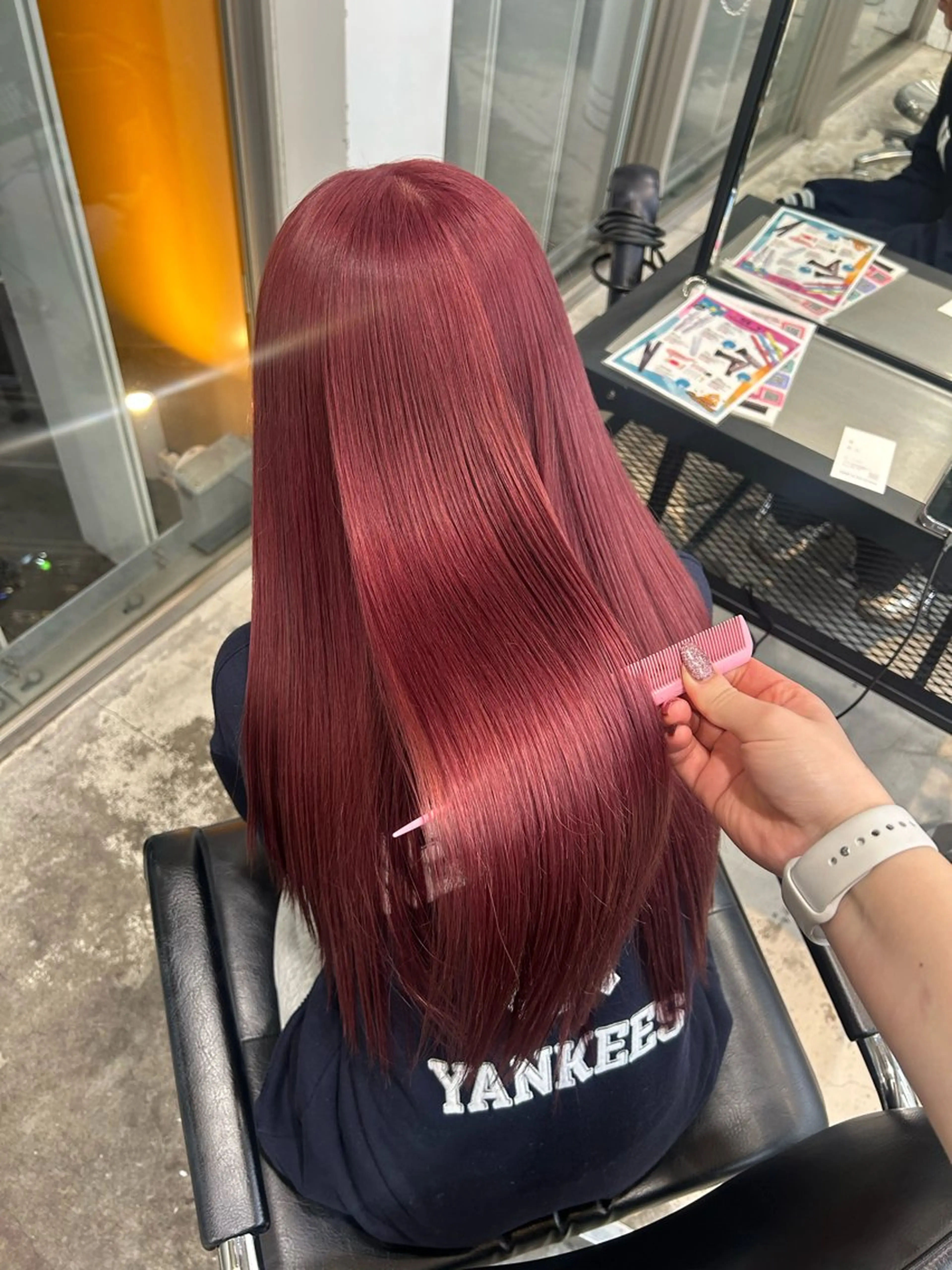 ロング カラー ヘアアレンジ レッドカラー ヘアカラー 🎀艶ハイトーン モテ髪🎀さや💜のヘアスタイル