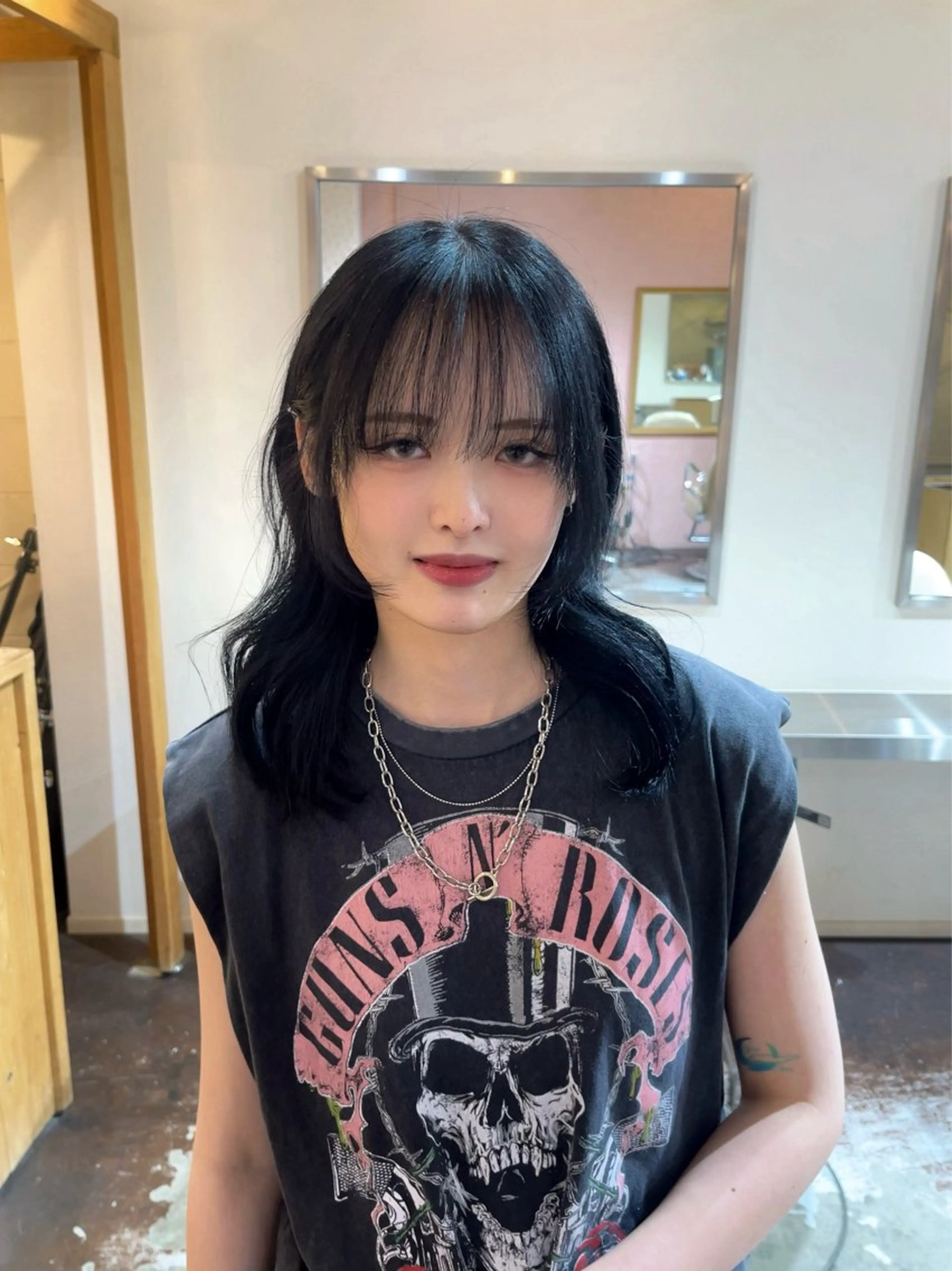 ミディアム カラー 韓国風ヘア chikashitsu所属・Junmi/ﾁｶｼﾂ /堀江のヘアスタイル