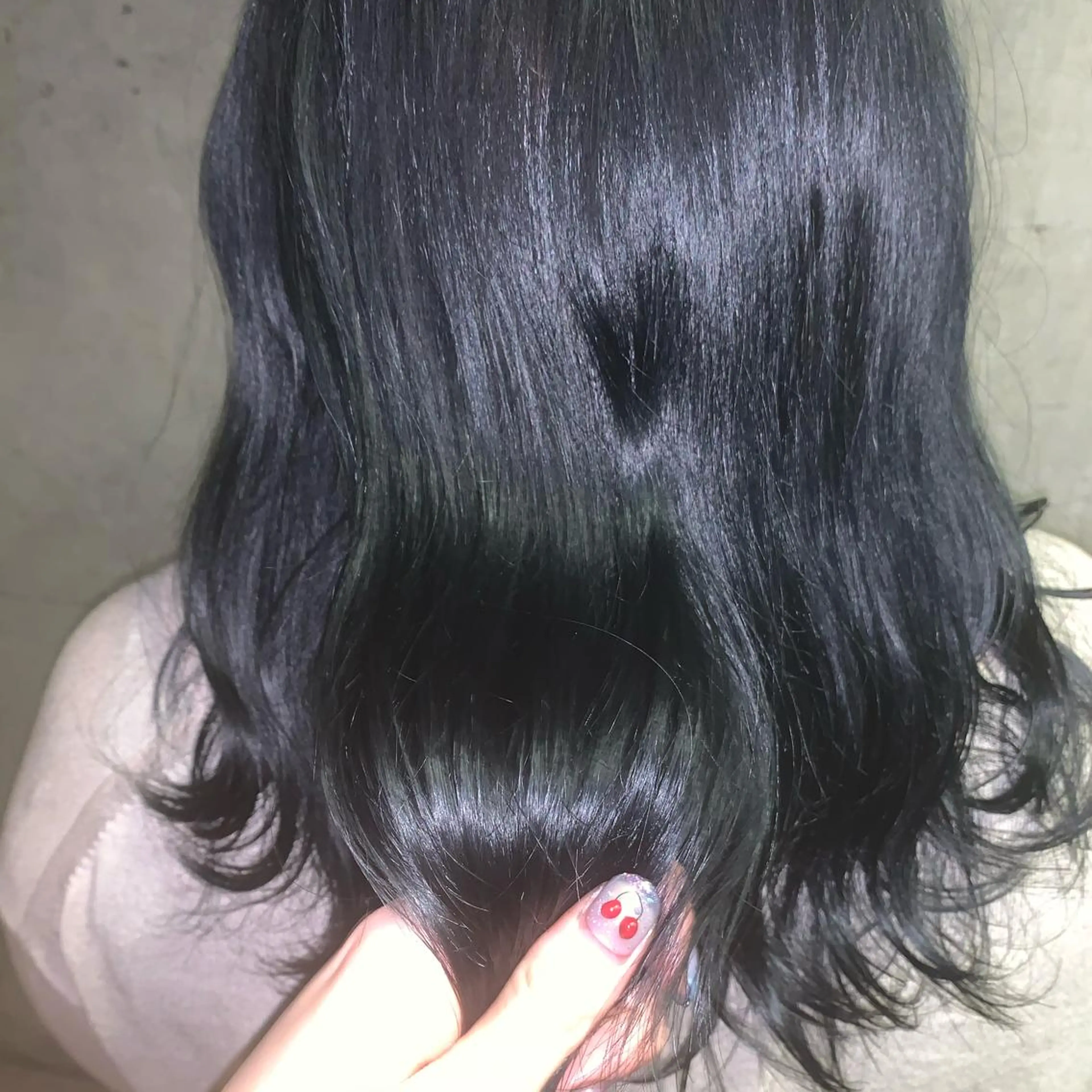 カラー 黒髪 ブリーチ ブルーカラー ブルーブラック kimika🥑 メンズ/髪質改善のヘアスタイル