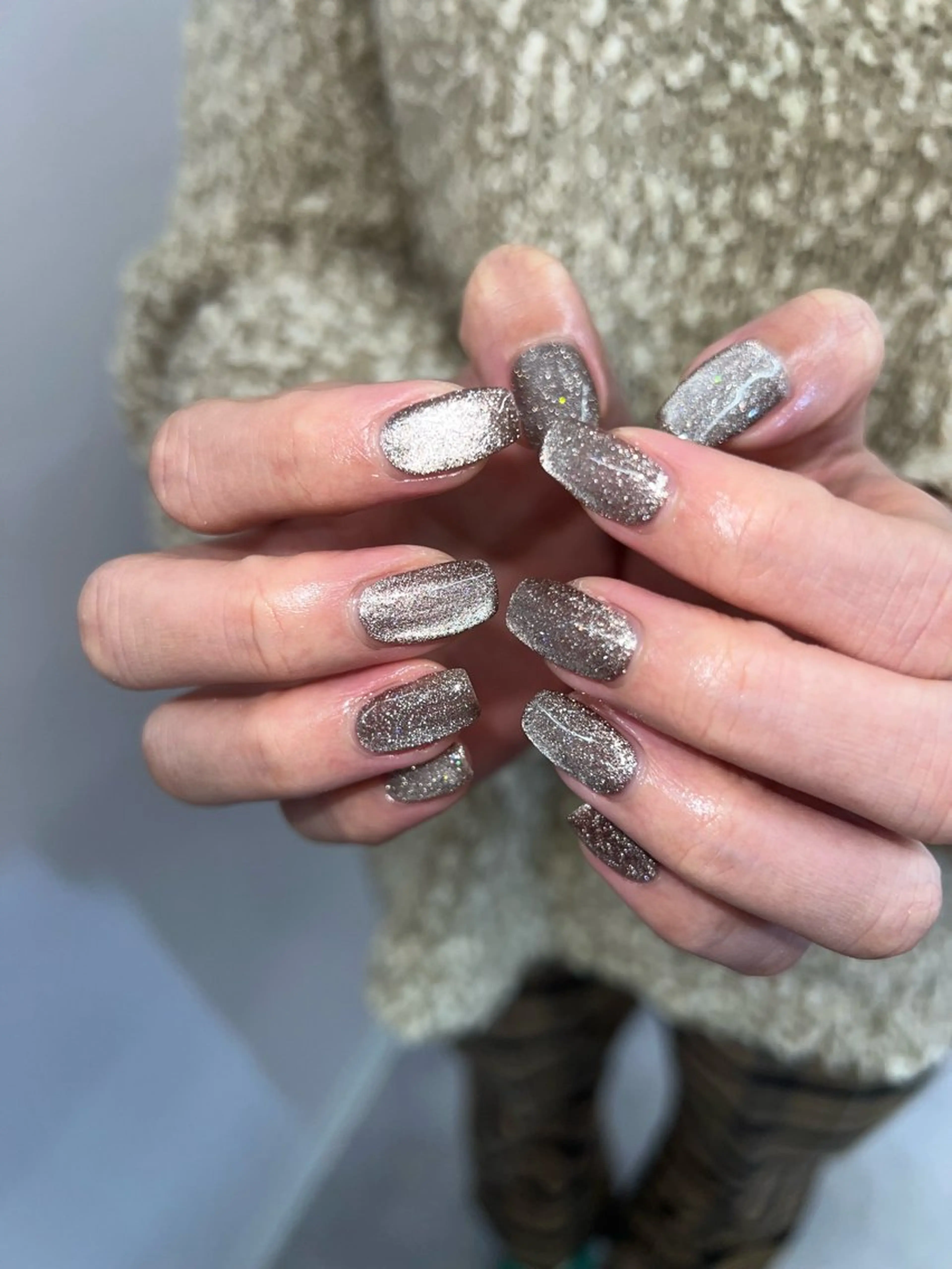 ネイル ブラウン フラッシュネイル ジェルネイル マグネットネイル ニュアンスネイル ハンドネイル ハンドケア Bana_ Nailのその他イメージ