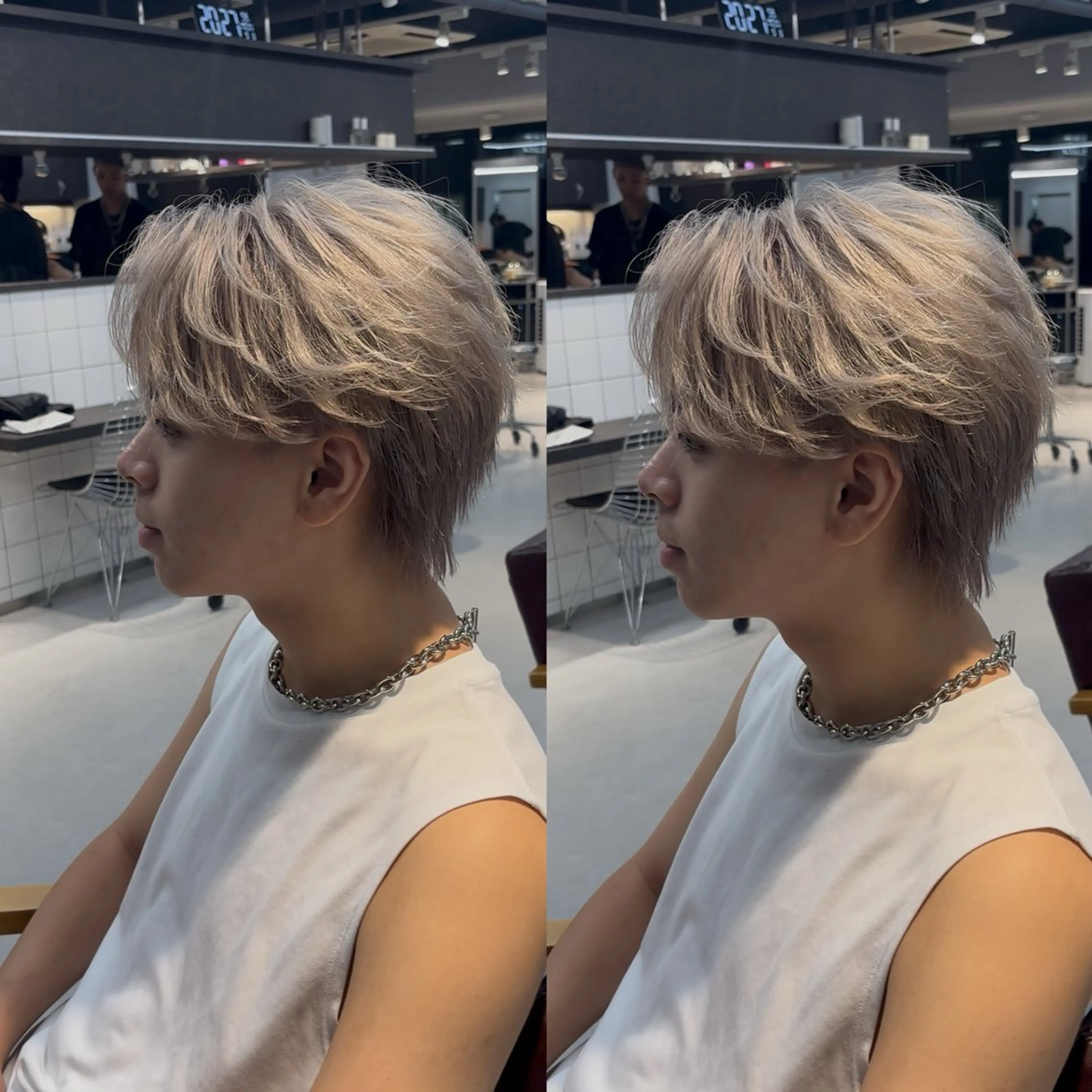 カラー メンズ メンズブリーチ ベージュカラー ブリーチ ホワイトベージュ カット ヘアカラー トリートメント 渋谷/メンズ専門/ 泉　龍之介のヘアスタイル