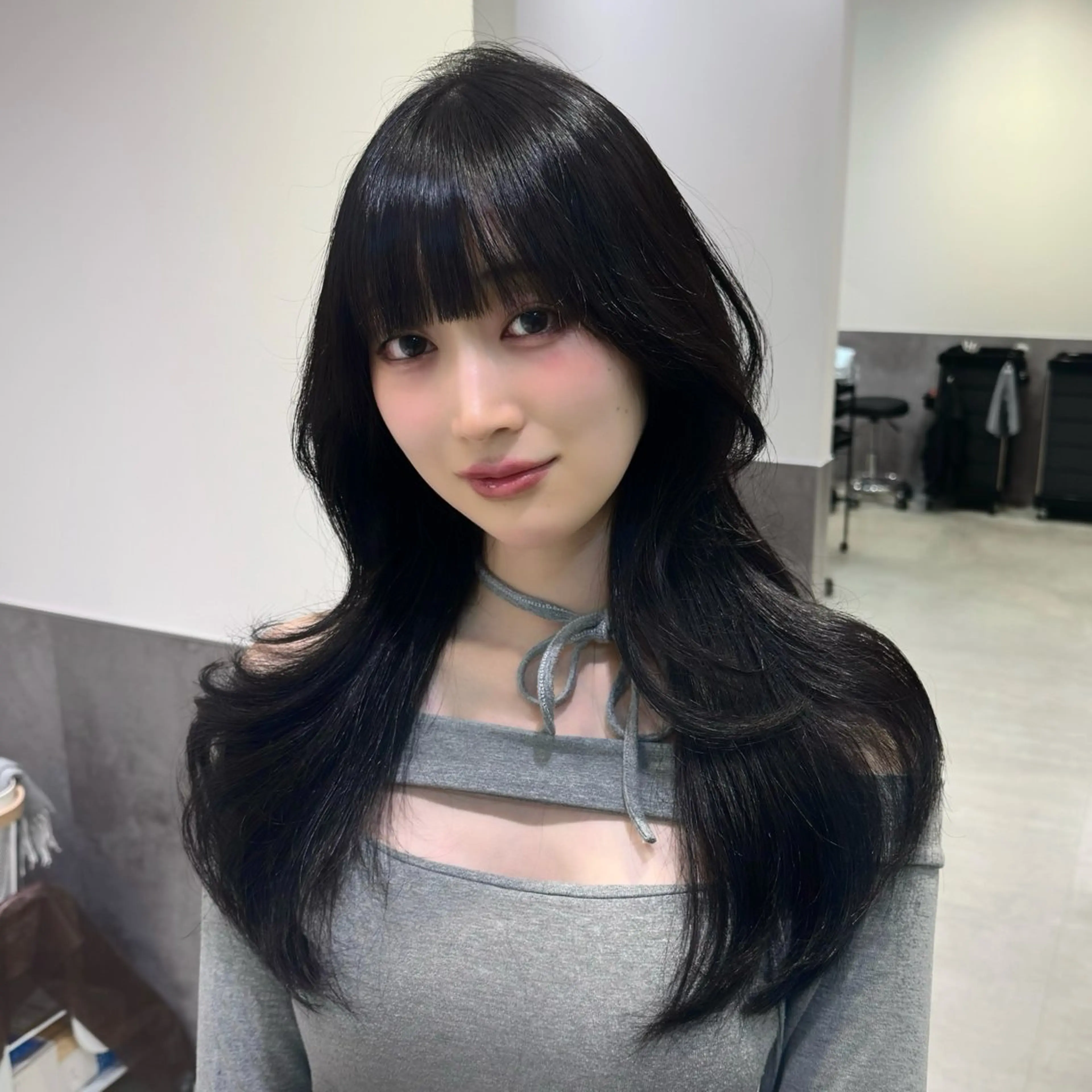 ロング レイヤーカット 似合わせカット カット ヘアカラー トリートメント GO TODAY 原宿Verno店所属・韓国風レイヤー/顔周 り×透明感/きょうのヘアスタイル
