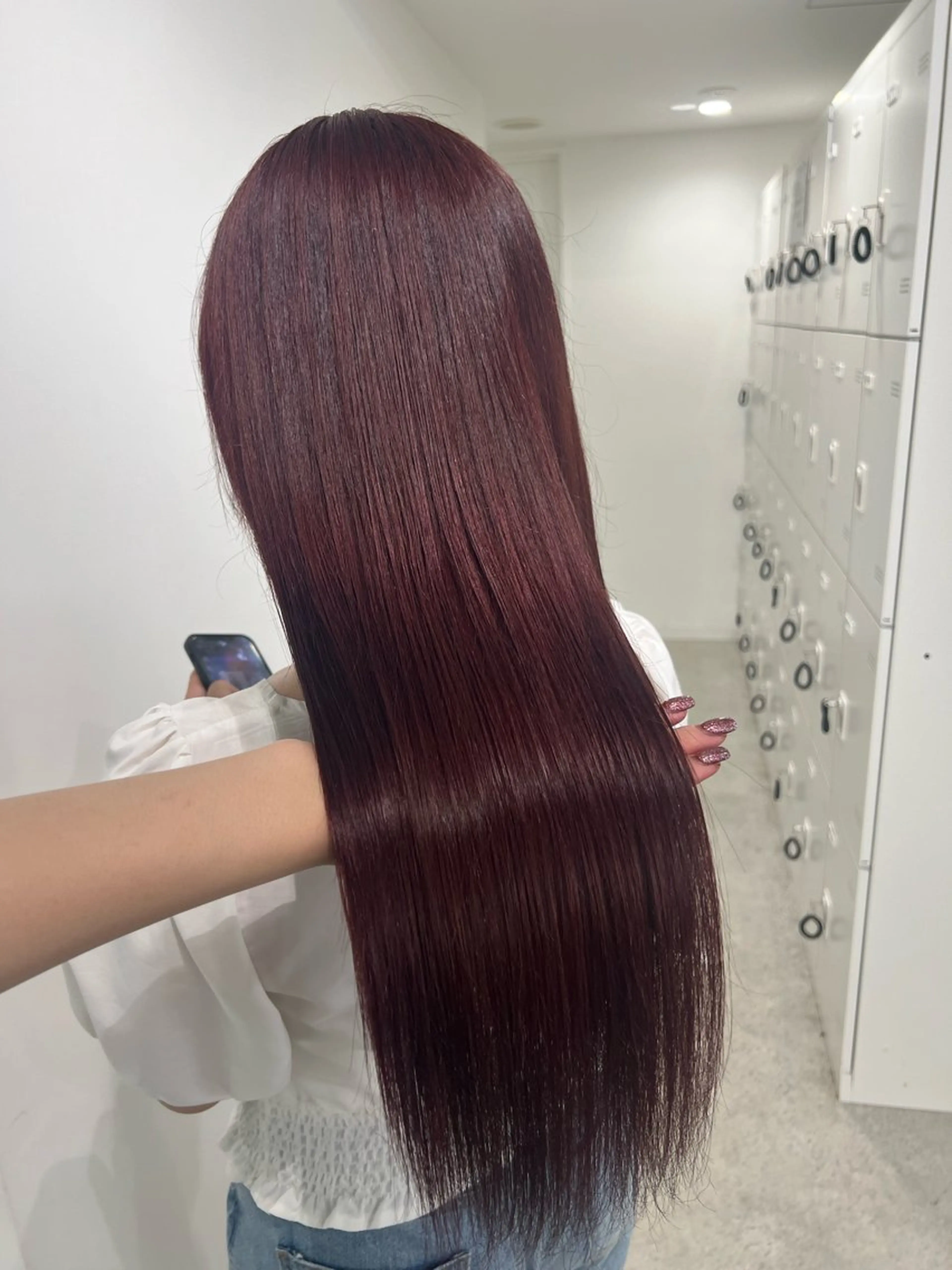 ロング カラー ケアカラー ロング トリートメント ヘアカラー 💗愛され暖色💗 ピンク/レッド💗のヘアスタイル