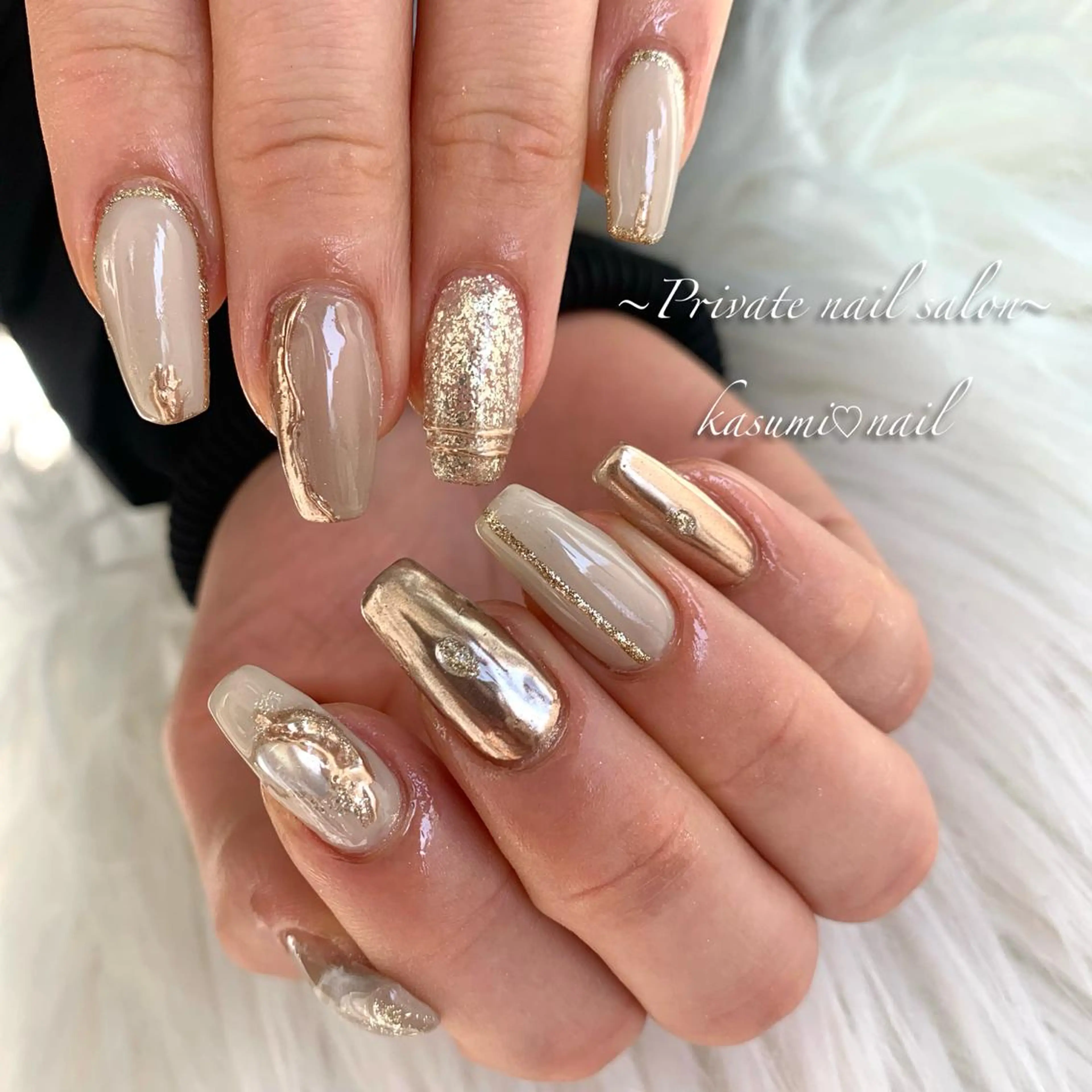 ネイル アートネイル ラメ(グリッター) マグネットネイル ミラーネイル 持ち込み KASUMI♡ Nailのネイルデザイン