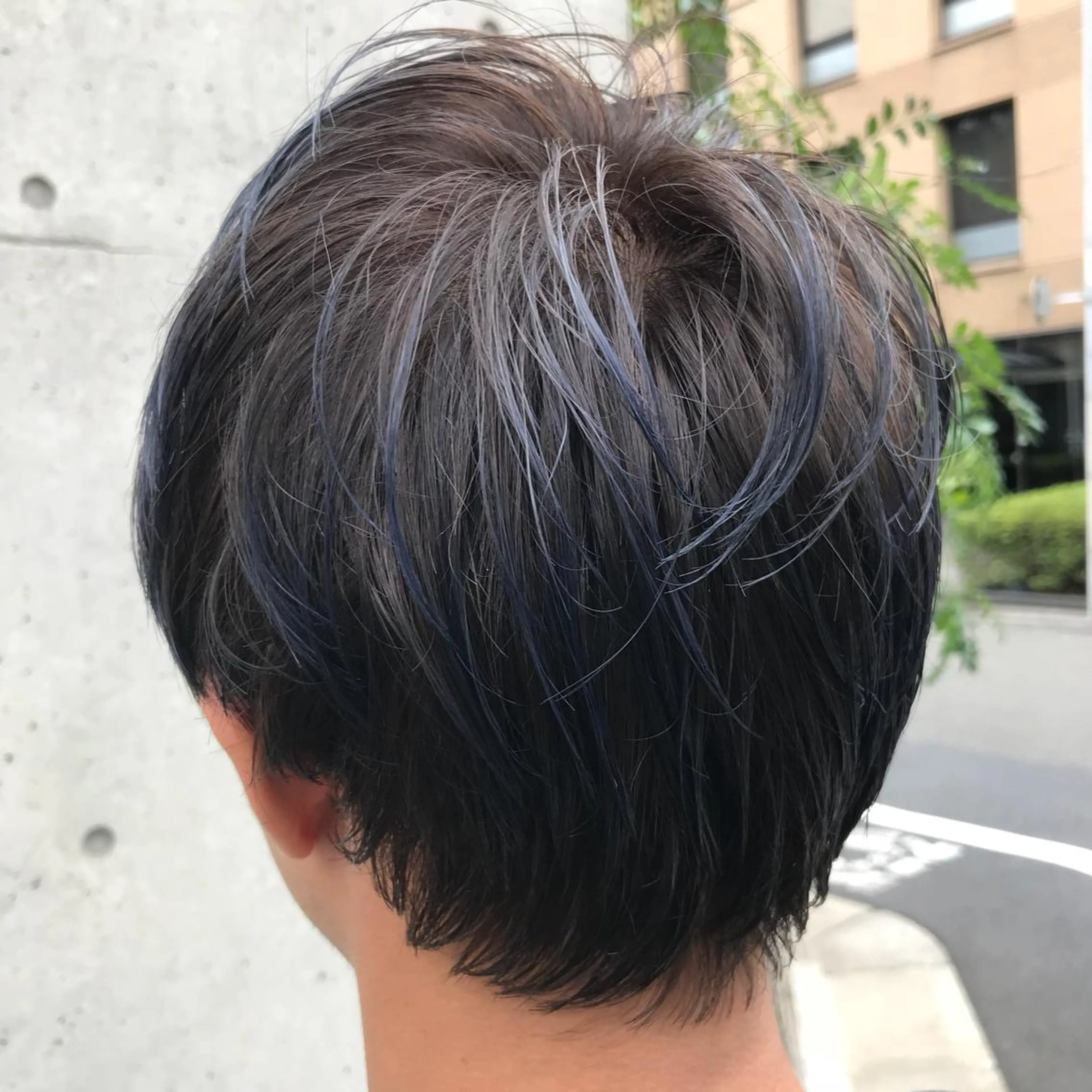 ショート カラー ブルーカラー ハイライトカラー メッシュ ハイライト 韓国レイヤー/ミルク ティー🦋高橋　暖のヘアスタイル