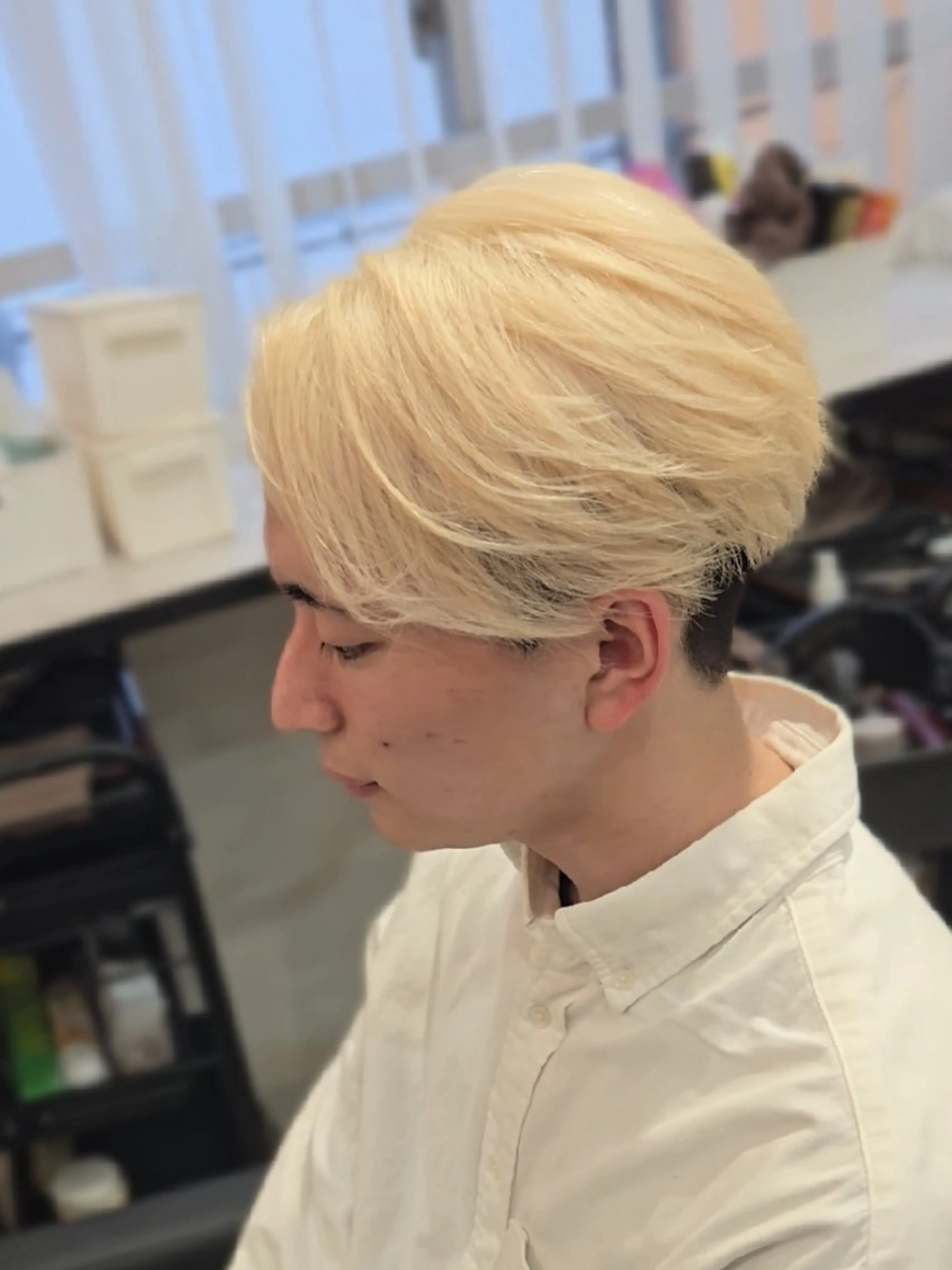 メンズ ミディアム カラー メンズブリーチ ブリーチ 抜きっぱなしブロンド ブロンド カット ヘアカラー ヘアセット Lapis 名古屋駅前店所属・LEN名古屋/パーマ メンズ特化美容師のヘアスタイル