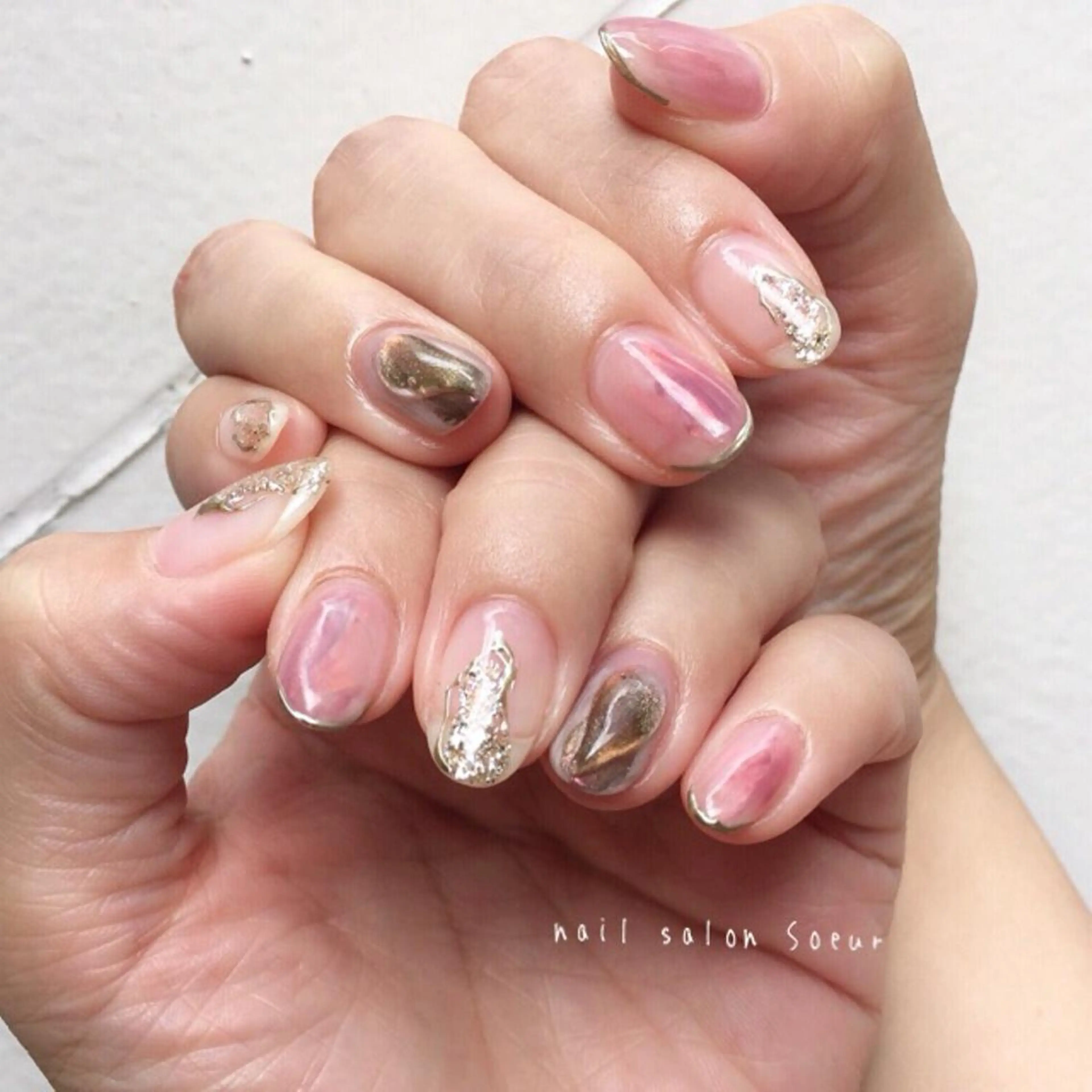 ネイル アートネイル ジェルネイル ニュアンスネイル ピンク ハンドネイル nail salon Soeurのネイルデザイン