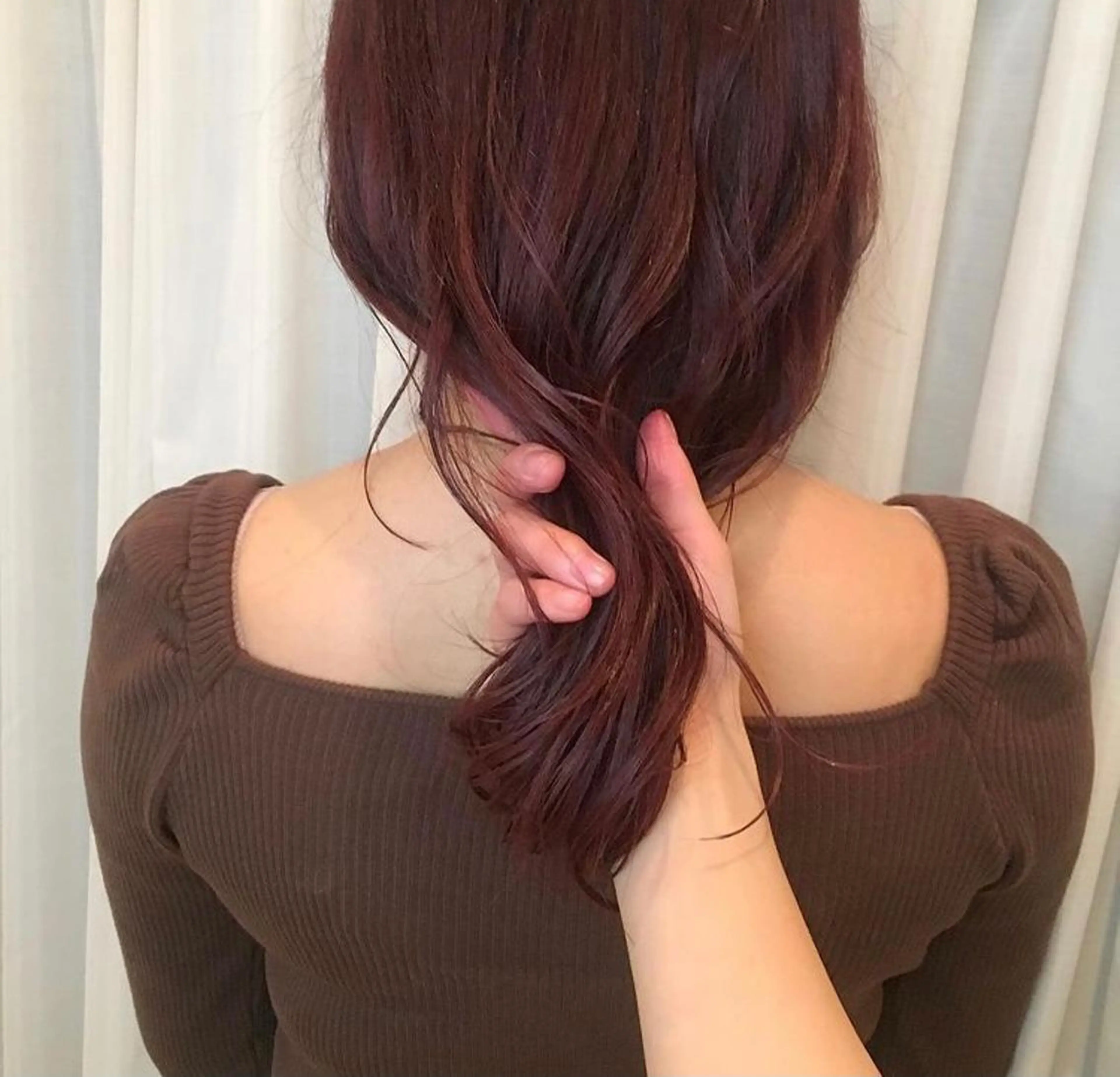 セミロング カラー パーマ ヘアアレンジ ピンクカラー mizu kiのヘアスタイル