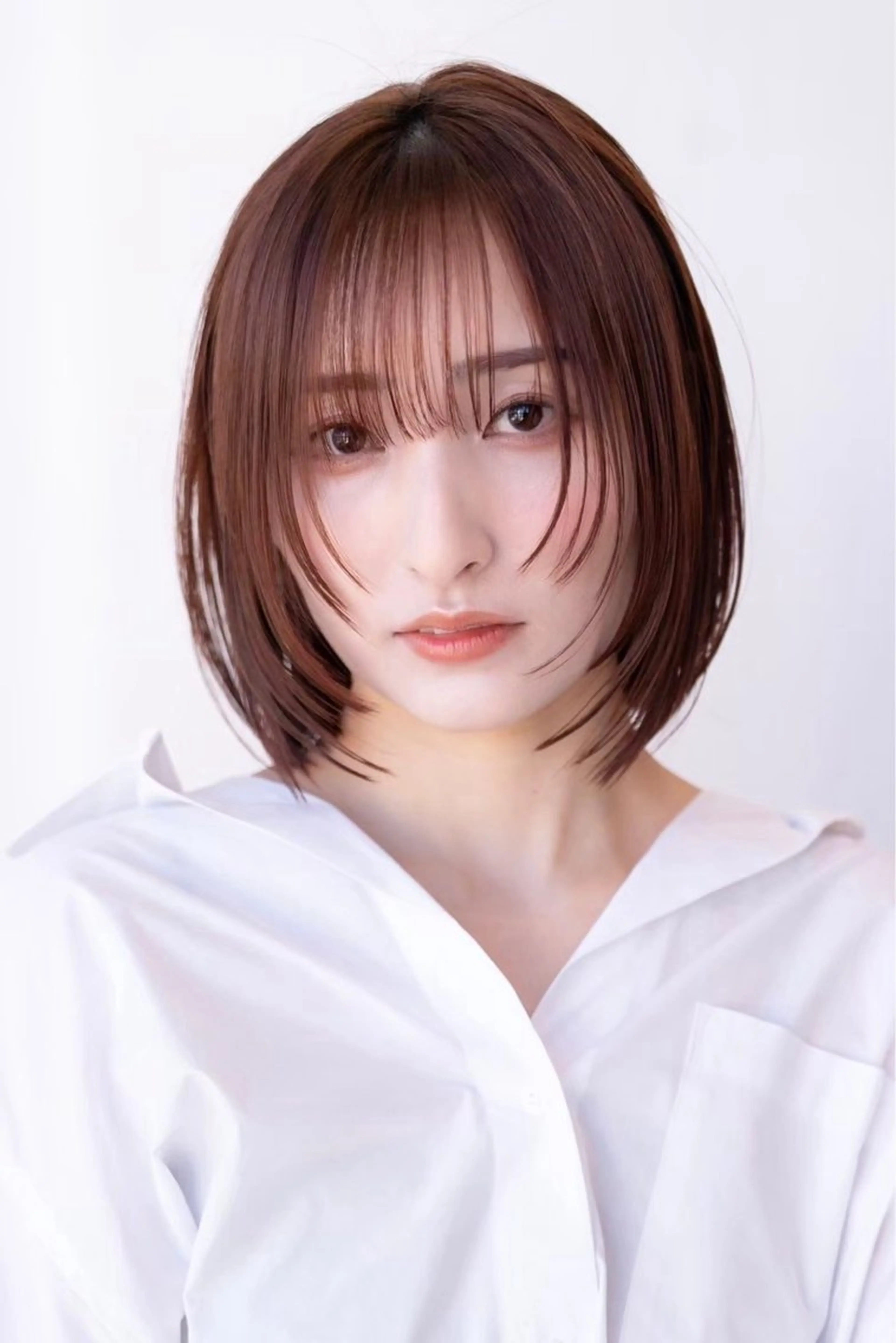 ミディアム カラー カット ヘアカラー トリートメント 垢抜けボブカット /楓のヘアスタイル