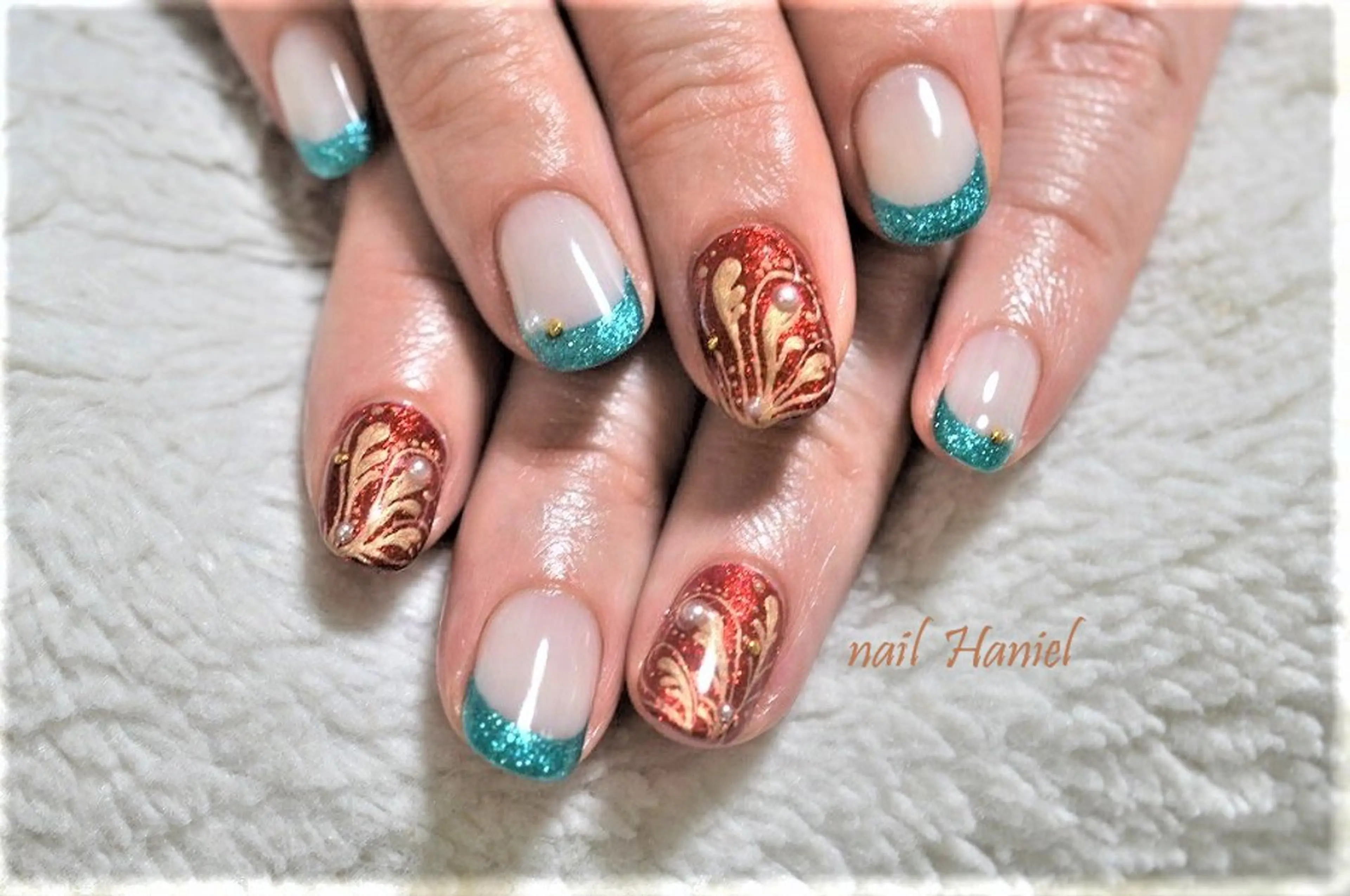 ネイル ジェルネイル オフィスネイル パラジェル 冬ネイル クリスマス ハンドネイル nail Haniel所属・半蔵門サロンハニエル 魅神 ちよのネイルデザイン
