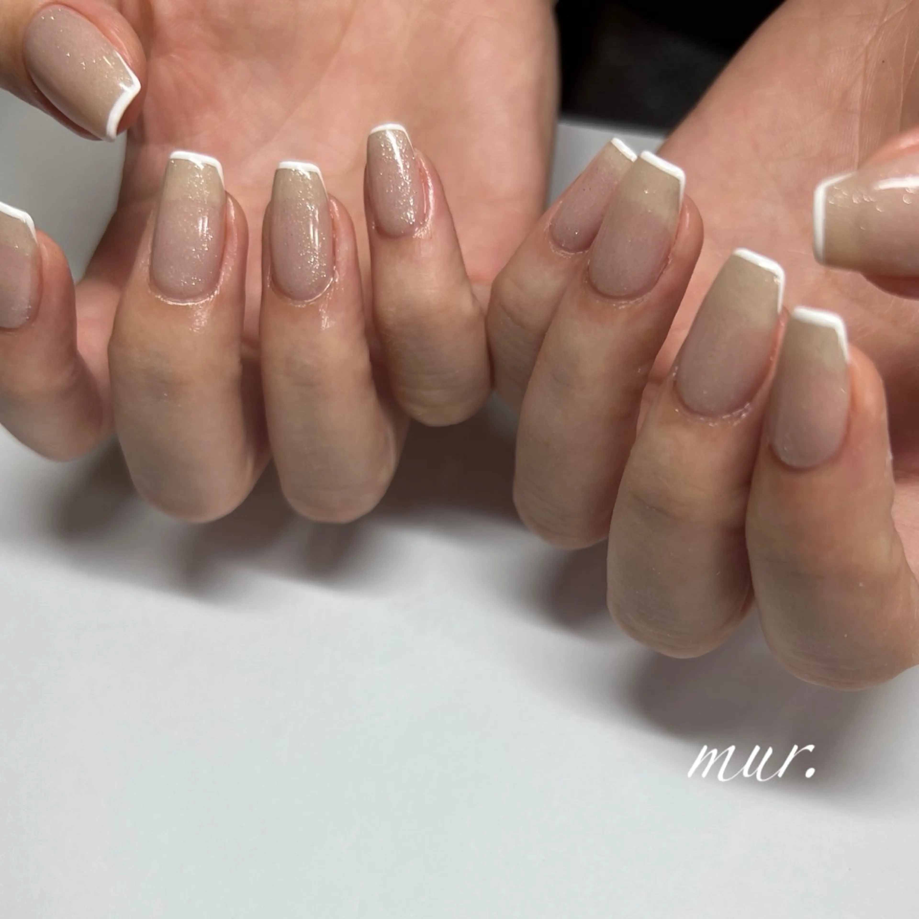 ネイル フレンチネイル ジェルネイル ラメ(グリッター) オフィスネイル ワンカラーネイル nailsalon mur.のネイルデザイン