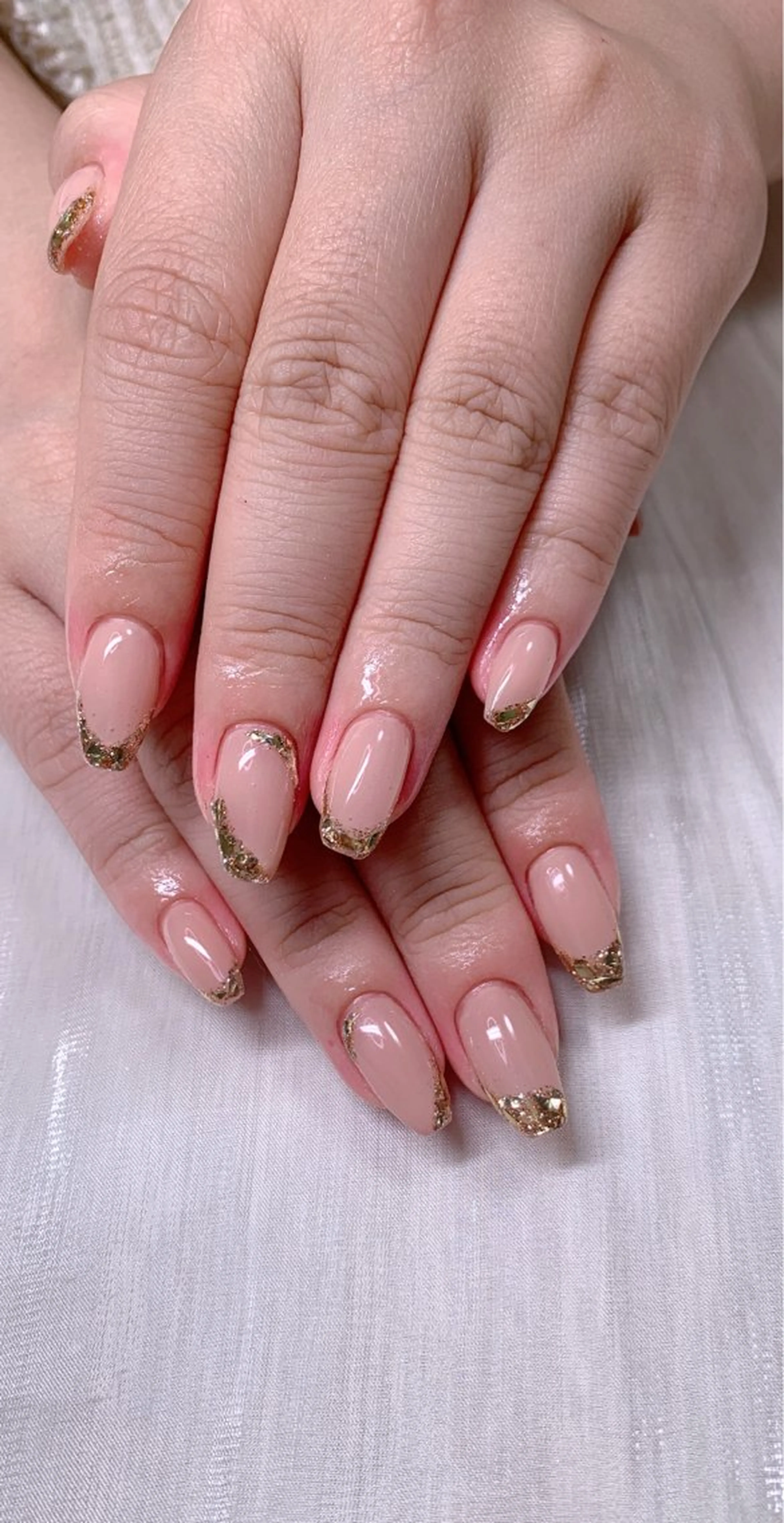 ネイル フレンチネイル ガラスフレンチ キラキラネイル オフィスネイル Cute Tips nailのネイルデザイン
