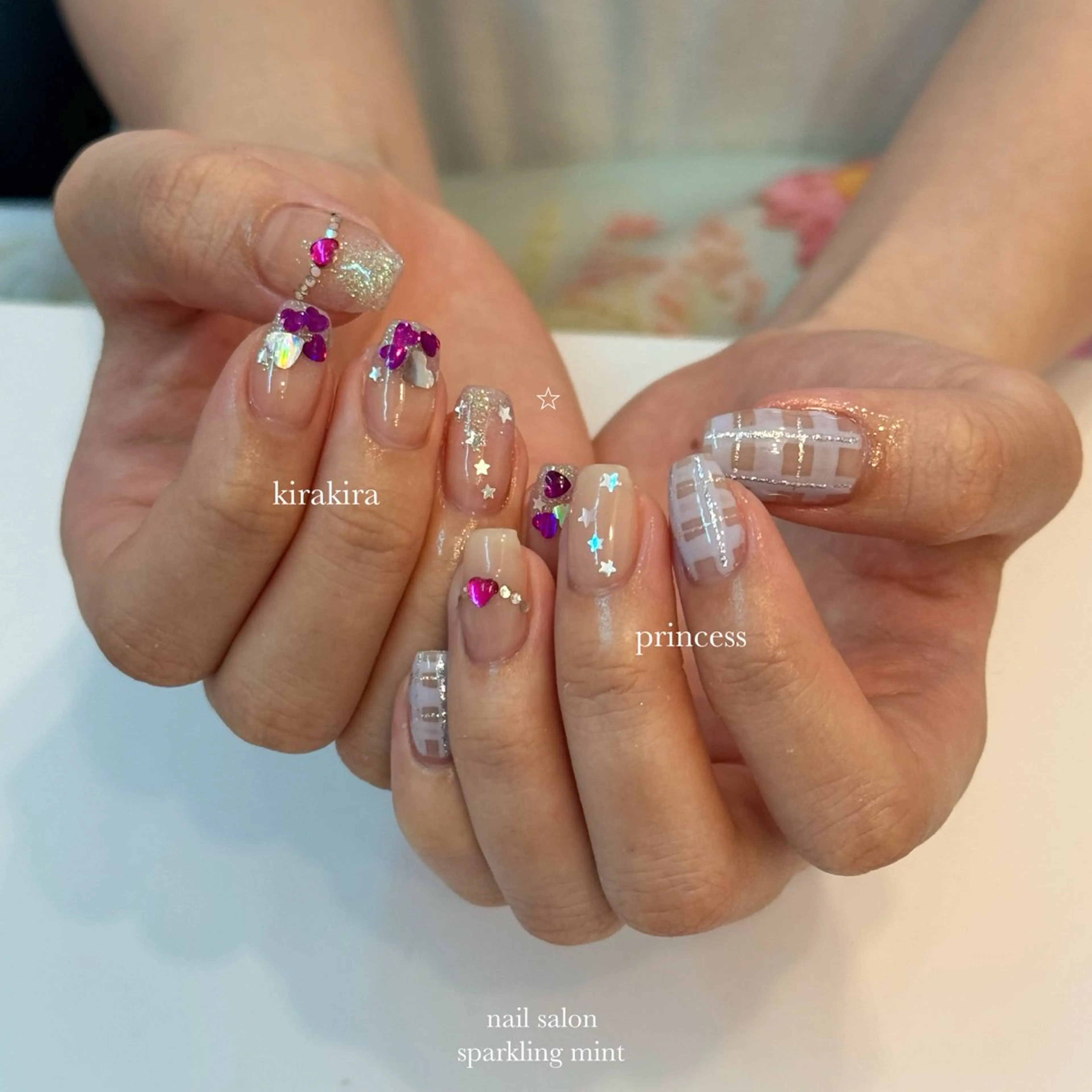 ネイル sparkling mint【スパークリングミント】所属・natsuki 🎀💎モデル様募集のネイルデザイン