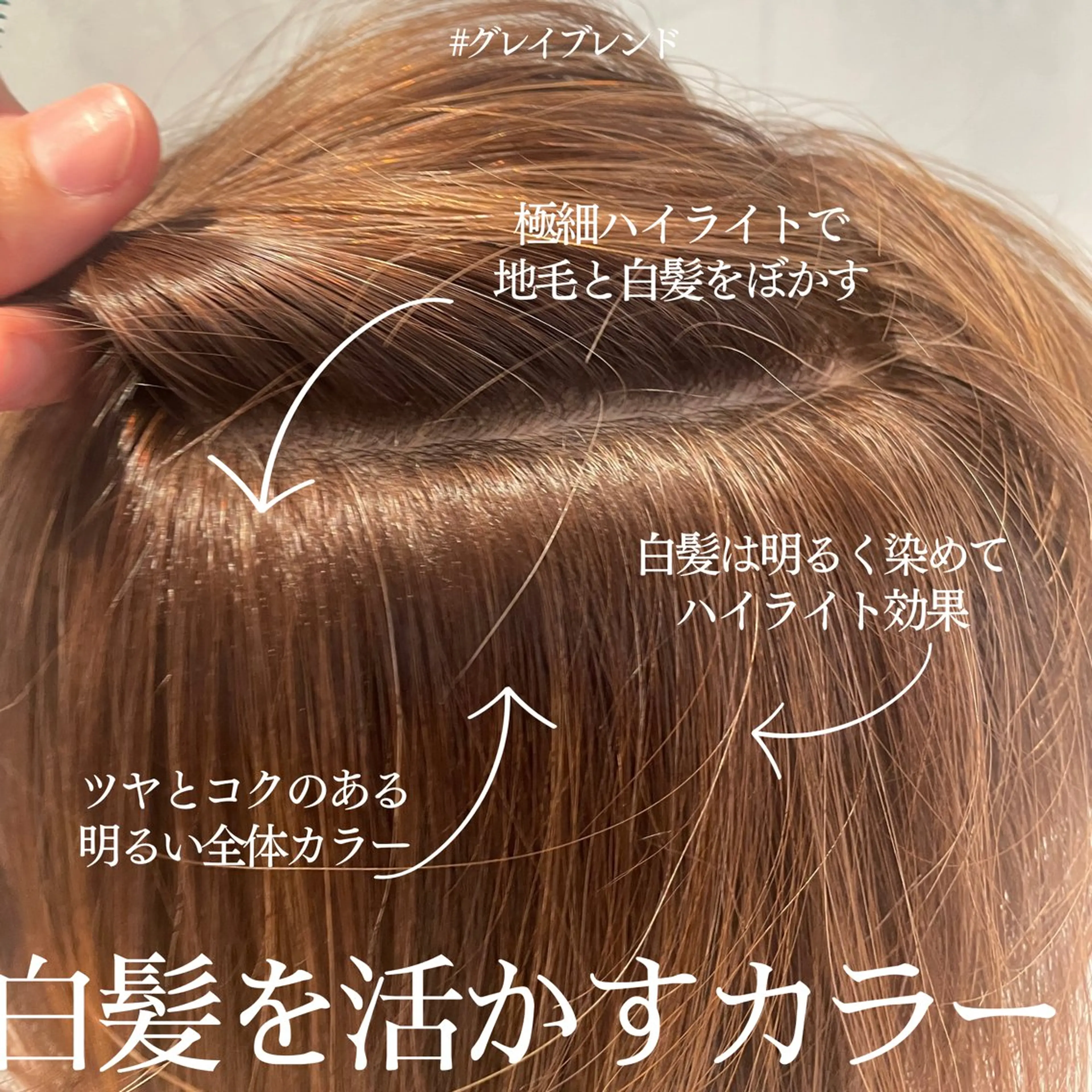 白髪ぼかし#白髪ぼかしハイライト #明るい白髪染め#脱白髪染め