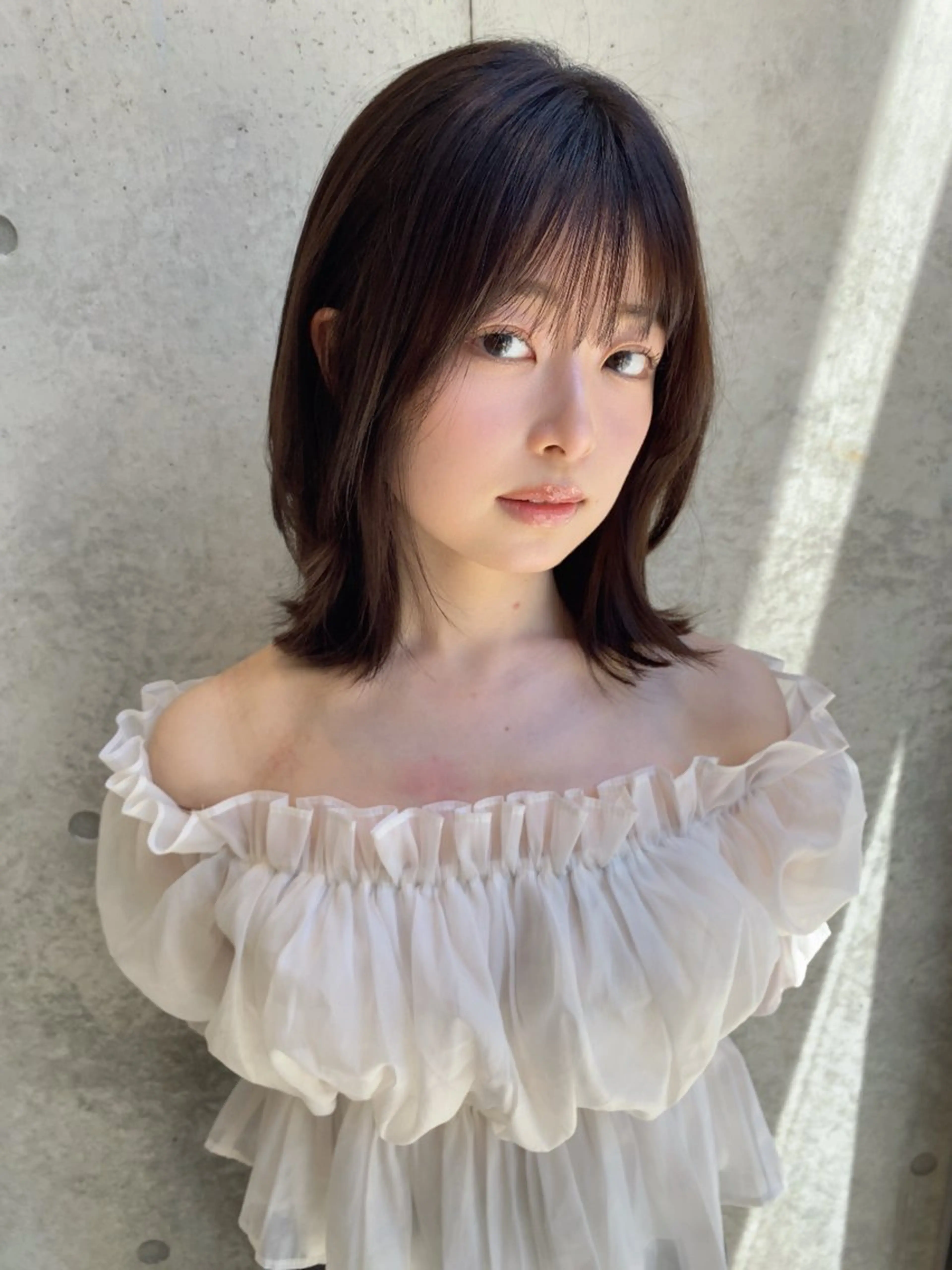 ミディアム カラー カット ヘアカラー トリートメント レイヤー/柔色 カラー/SAkiのヘアスタイル