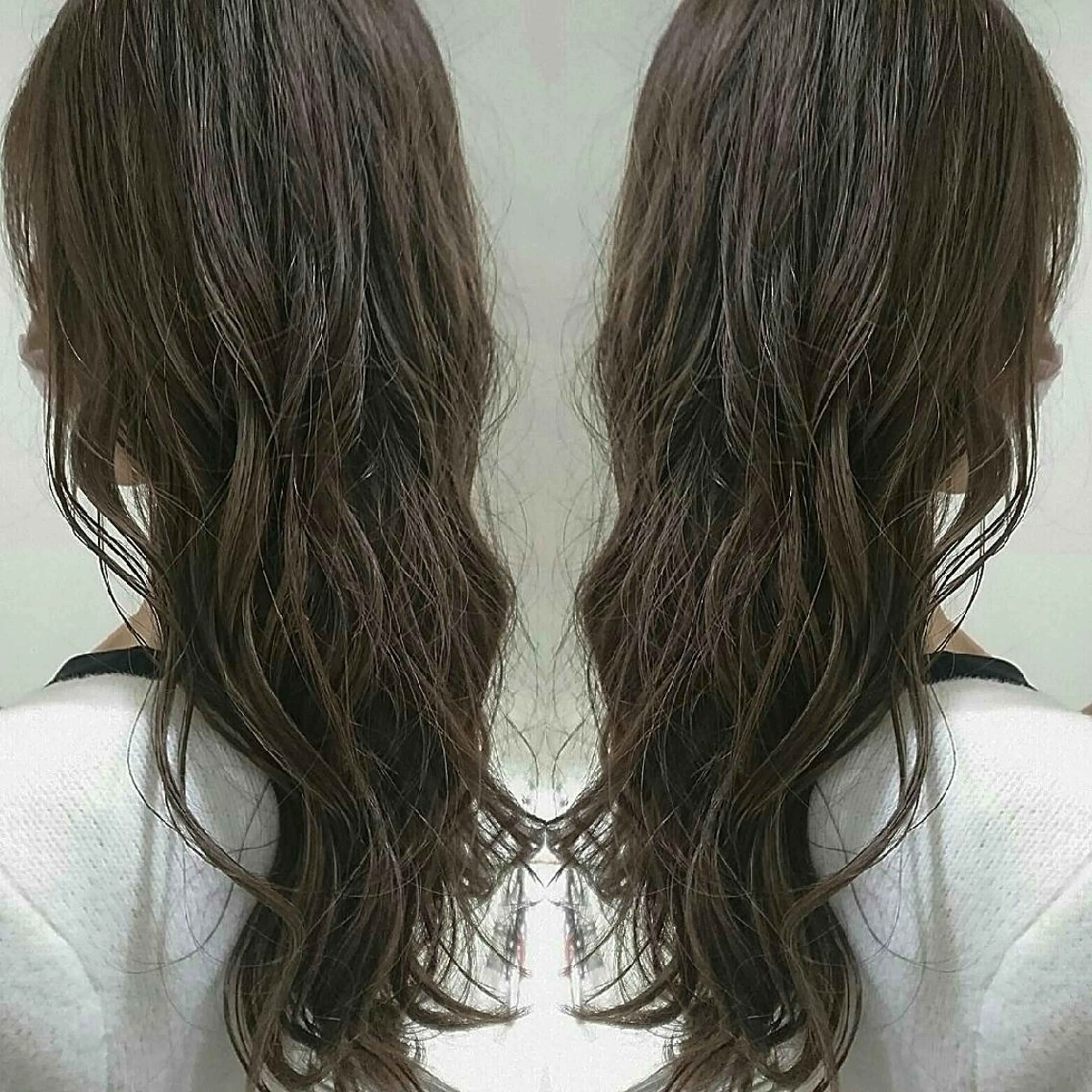 ロング カラー アッシュ アッシュブラウン ブラウンカラー ハイライトカラー ハイライト youres センター南所属・今満 精二のヘアスタイル