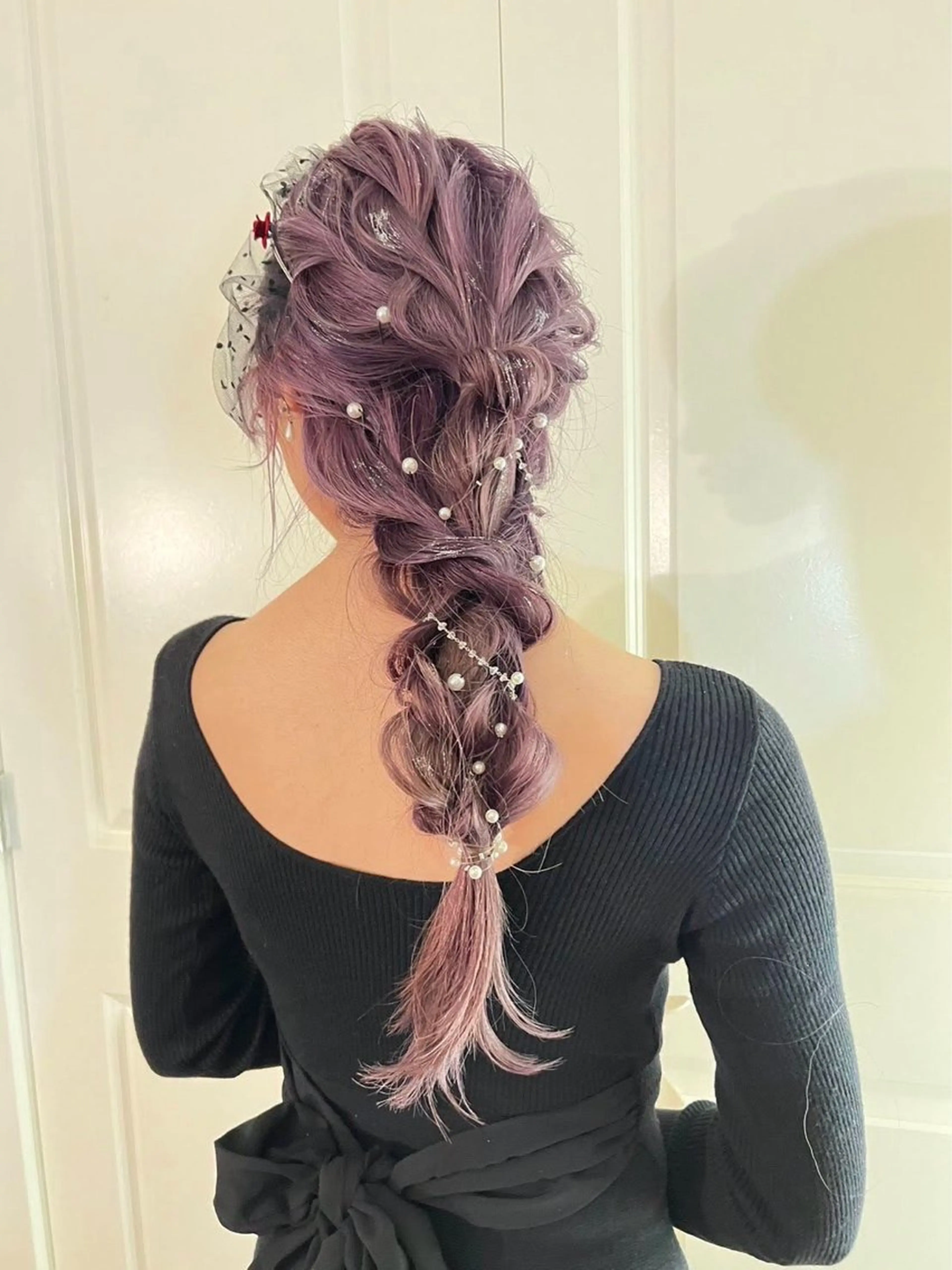ロング カラー ヘアアレンジ 結婚式・ブライダル ブリーチ 庄司 桜のヘアスタイル