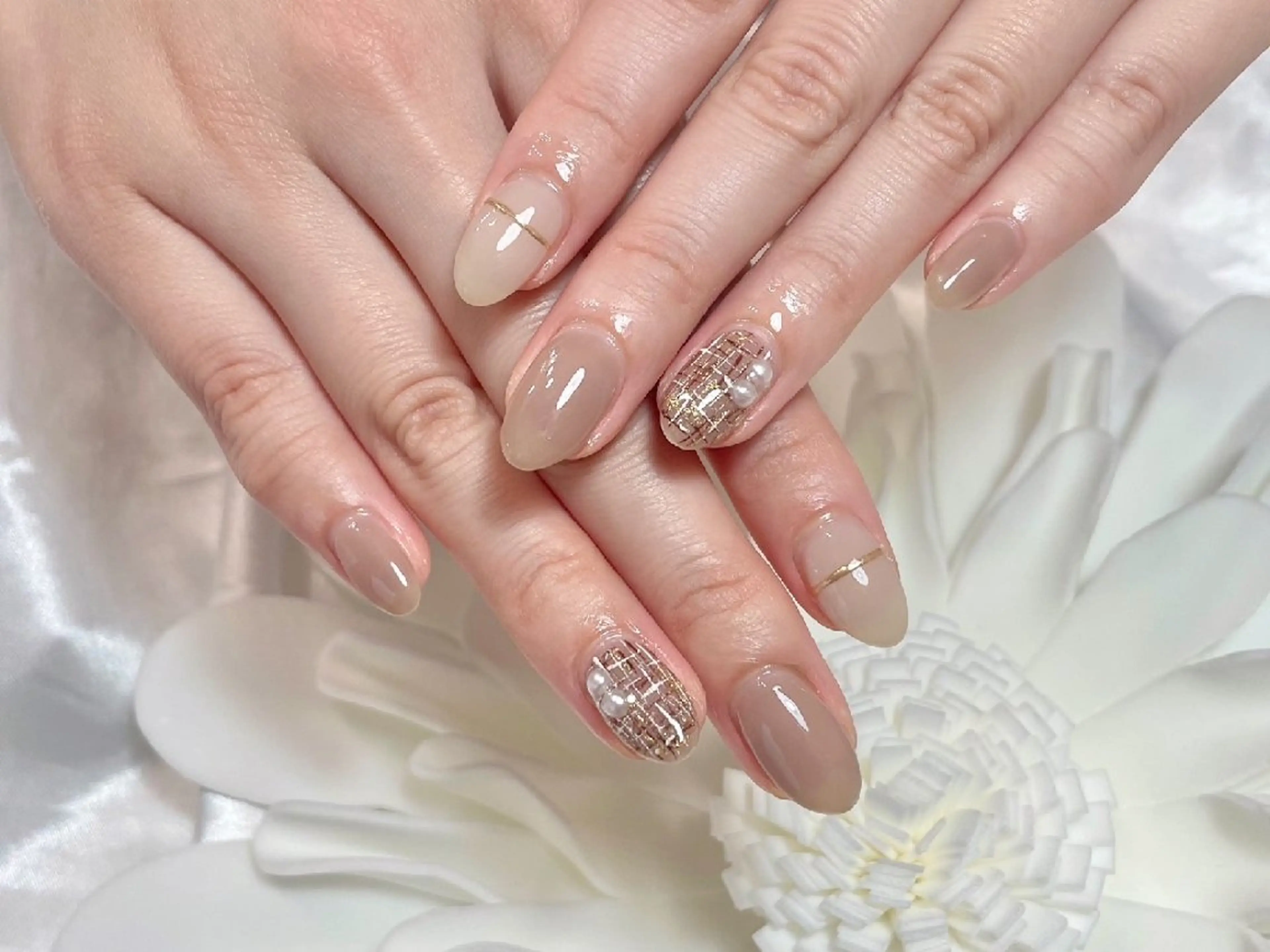 ネイル アートネイル フレンチネイル ジェルネイル ガラスフレンチ ハート Nailsalon Merci東中野のネイルデザイン