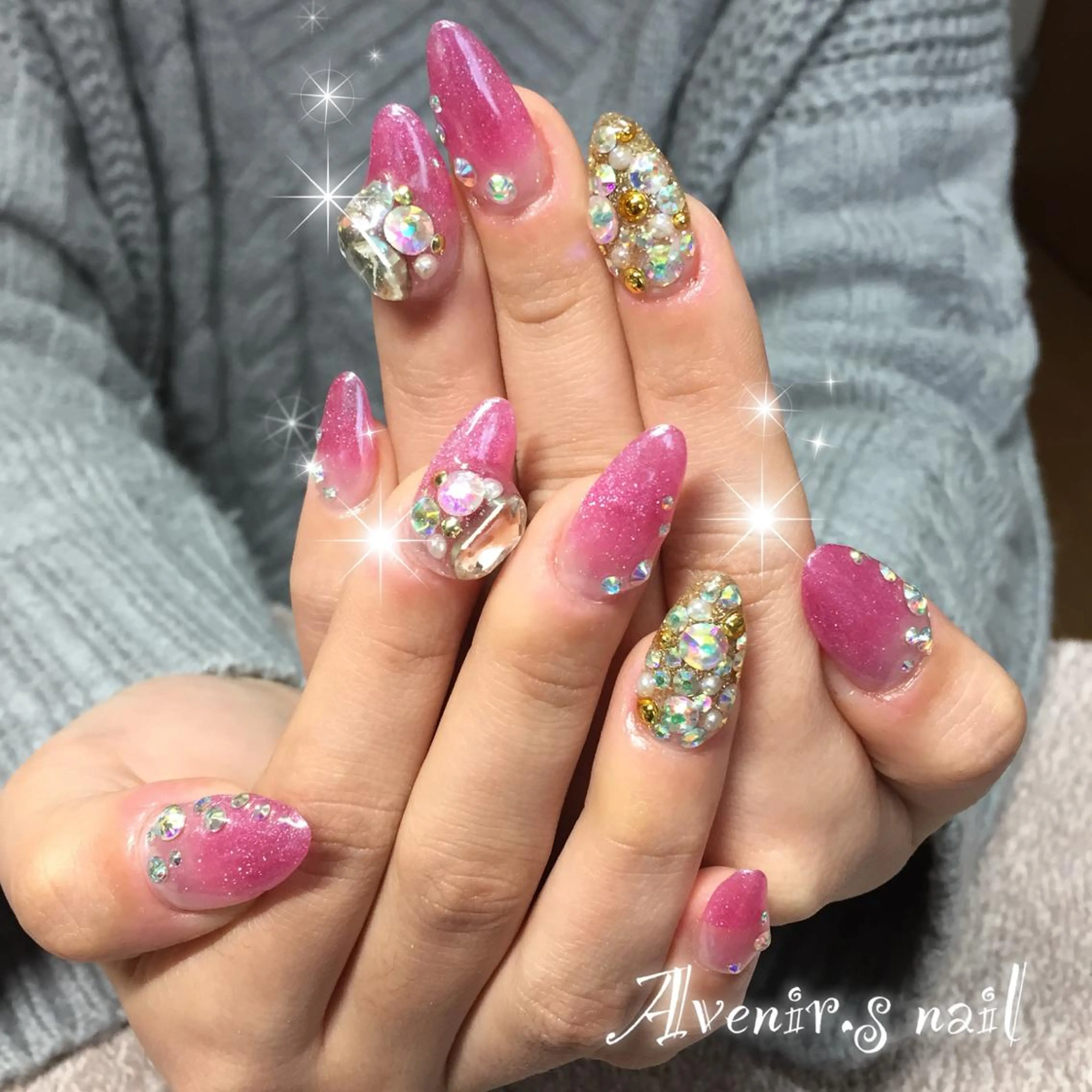 ネイル ミラーネイル スカルプネイル ホワイト Home Salon Avenir.のネイルデザイン
