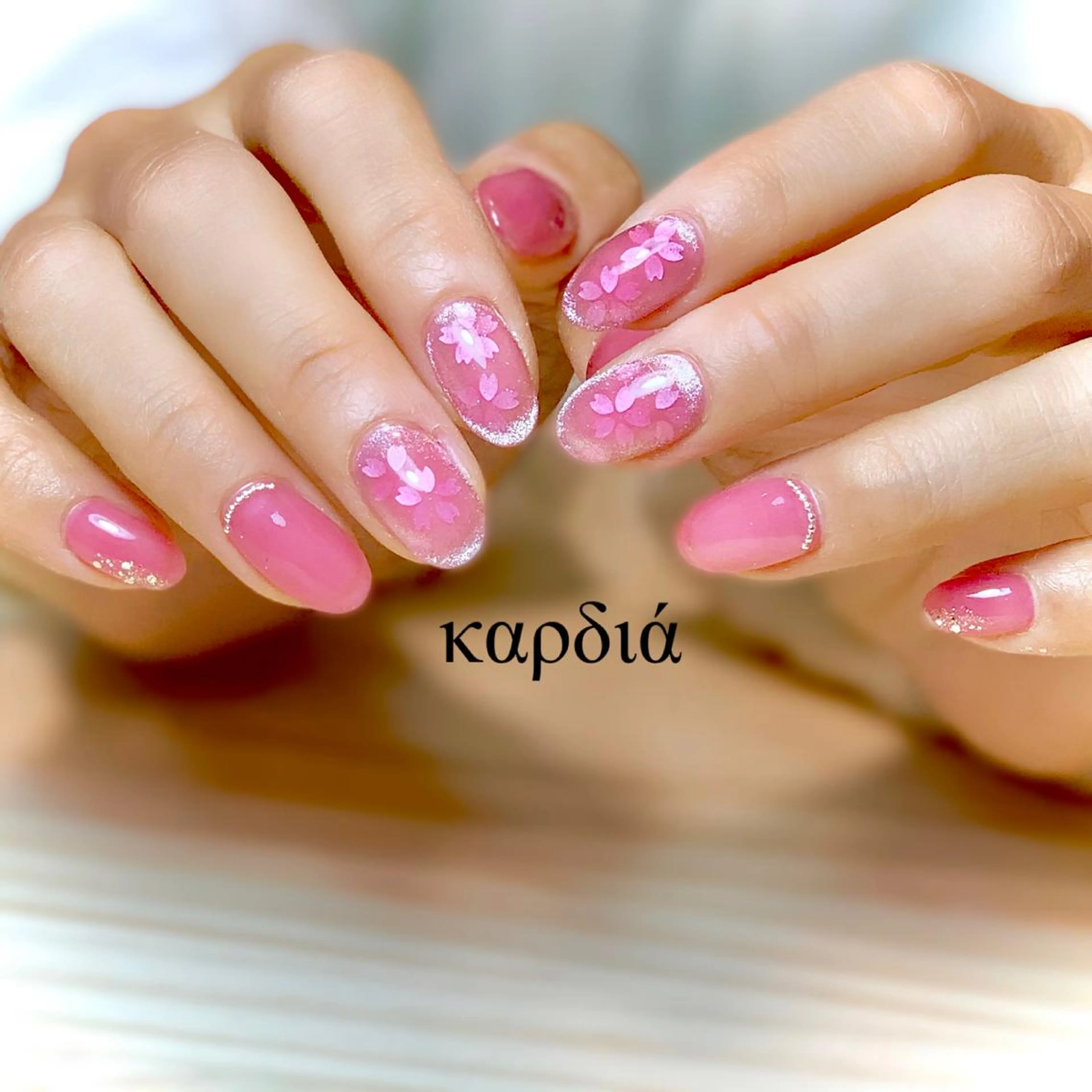 ネイル ハンドネイル καρδιά -ｶﾙﾃﾞｨｱ-のネイルデザイン