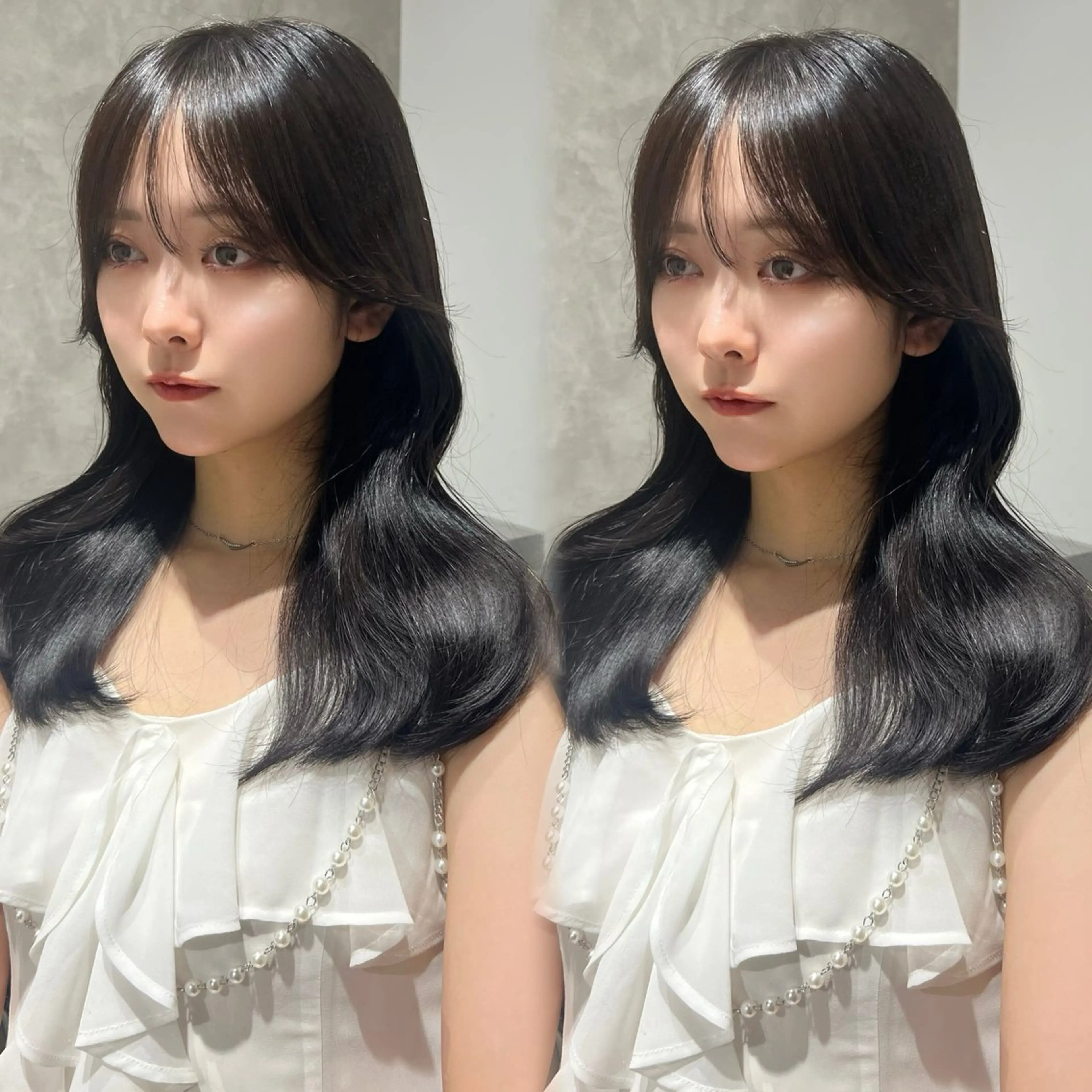 セミロング カラー 韓国風ヘア カット ヘアカラー トリートメント 新宿/透明感カラー/ 縮毛矯正/SHOKIのヘアスタイル