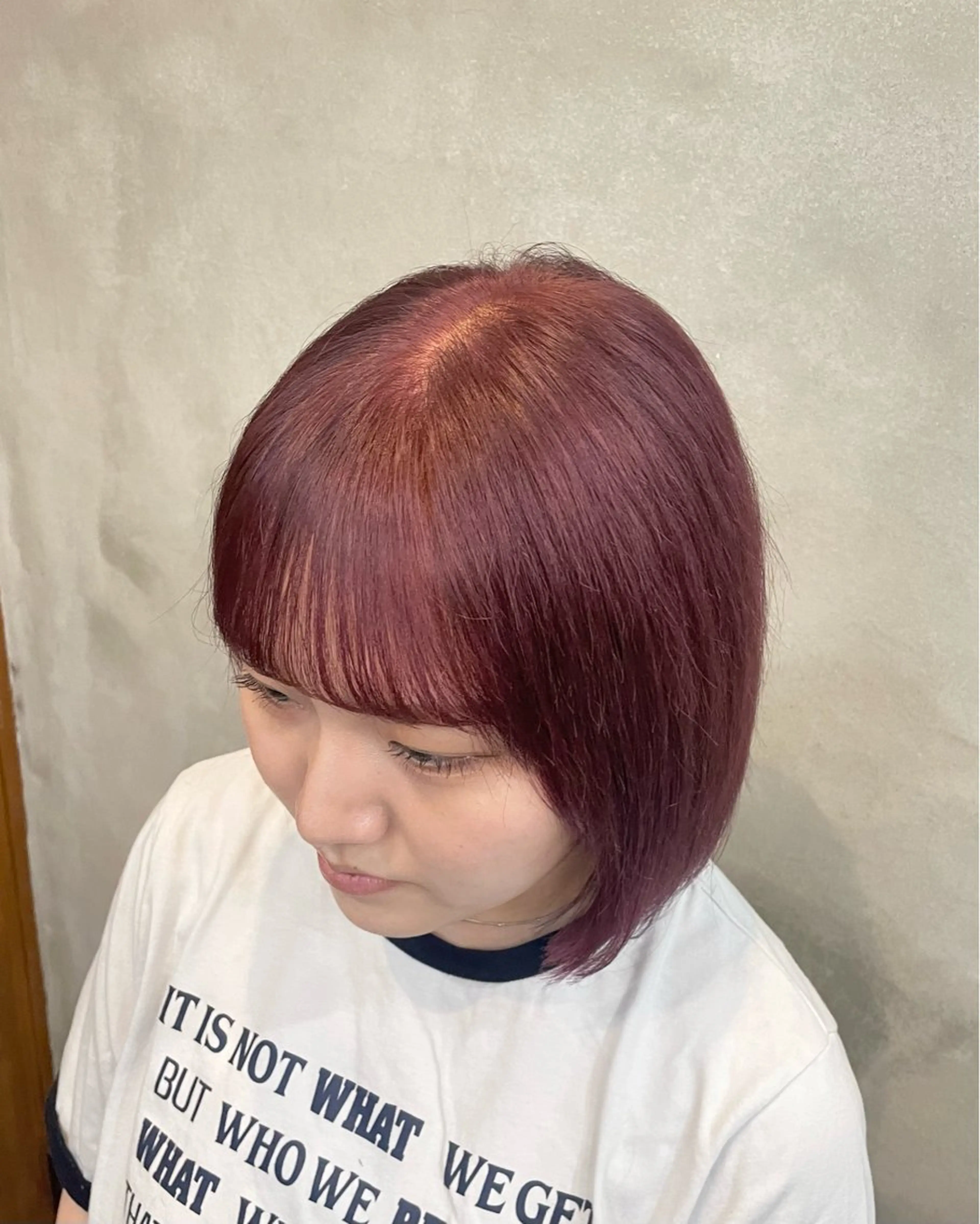 ミディアム カラー ヘアカラー 【ピンク/韓国ヘア/ ヘアセット】亜海のヘアスタイル