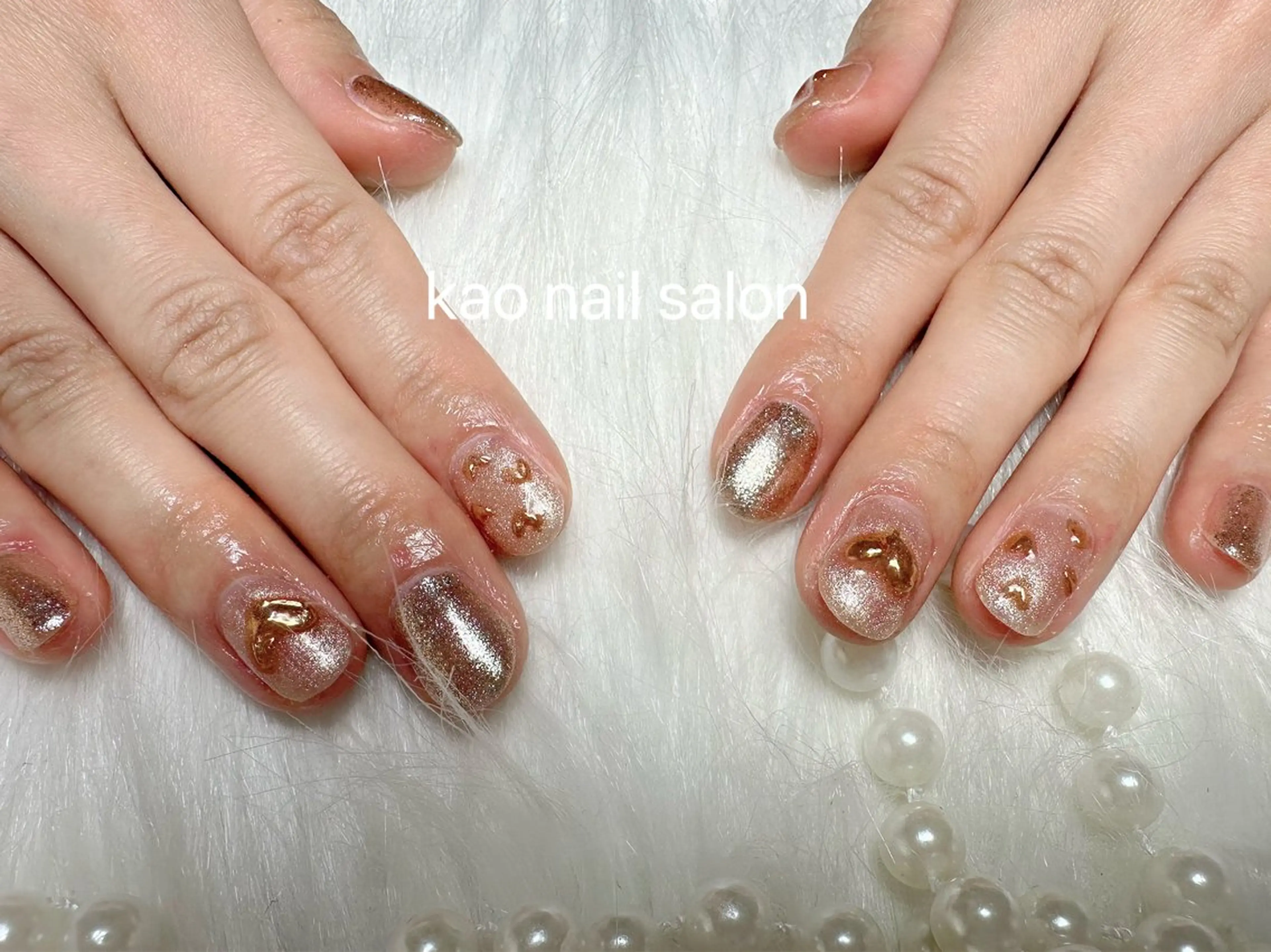 ネイル チークネイル 長さ出し フレンチネイル ジェルネイル ガラスフレンチ ハンドネイル kao nail マグネット/長さだしのネイルデザイン