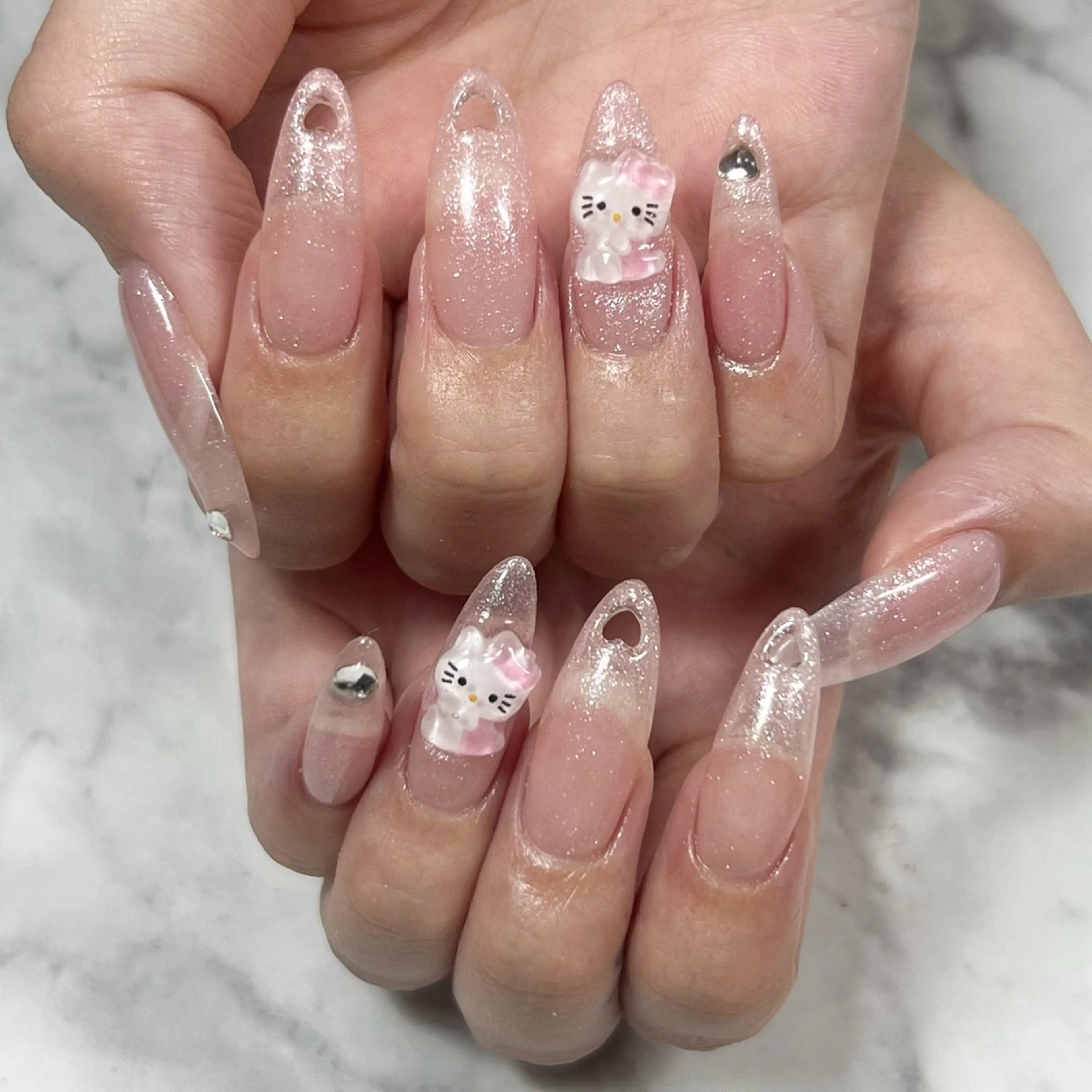 ネイル ハート 持ち込み ネイルチップ ハンドネイル nail salon Bayのネイルデザイン