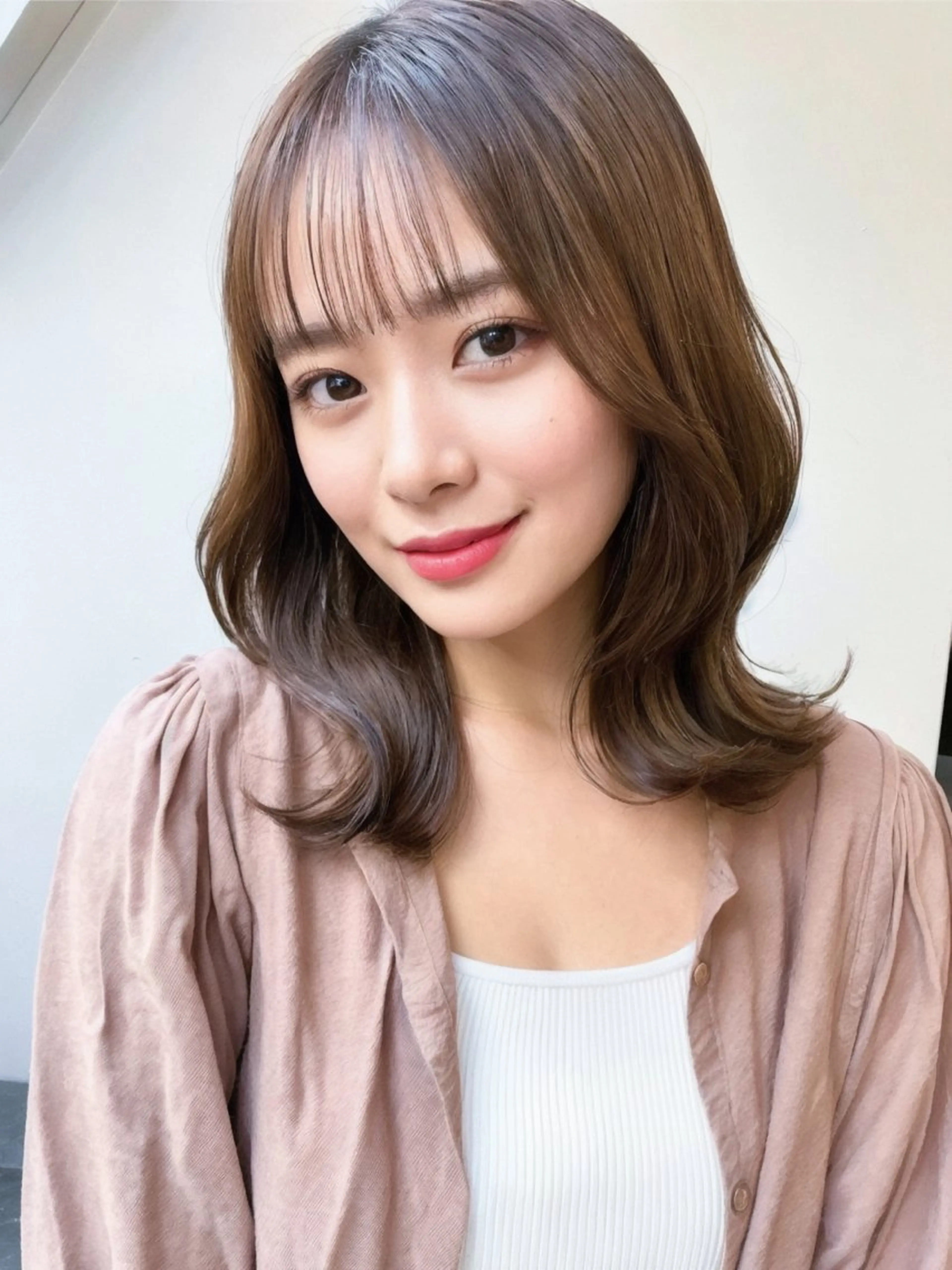 ミディアム 最小ダメージ縮毛矯正 /暖色カラー/Rieのヘアスタイル