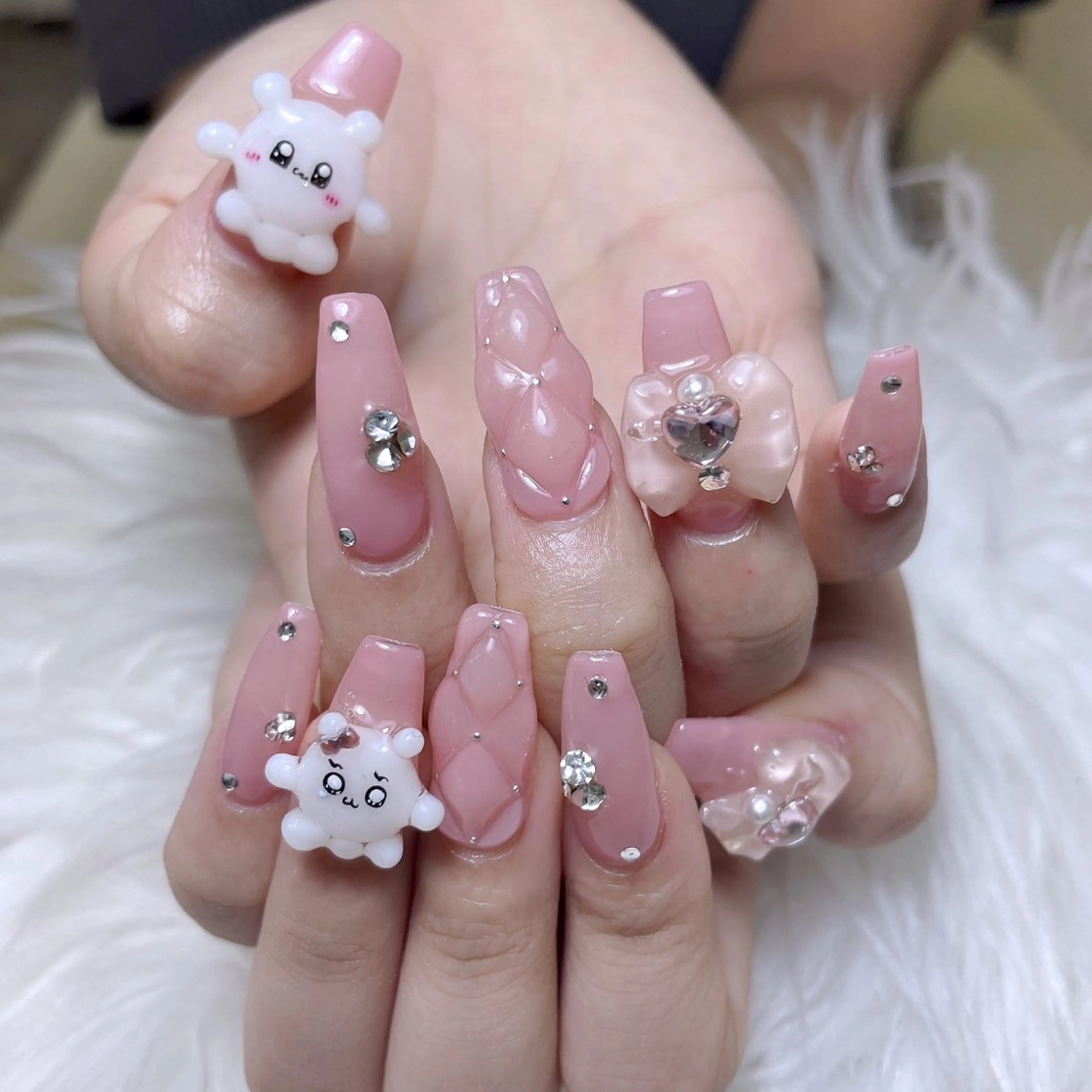 ネイル ハート 韓国ネイル 夏ネイル ワンホンネイル ハンドネイル Melody Nail所属・Melody 3D/スカルプ専門店のネイルデザイン