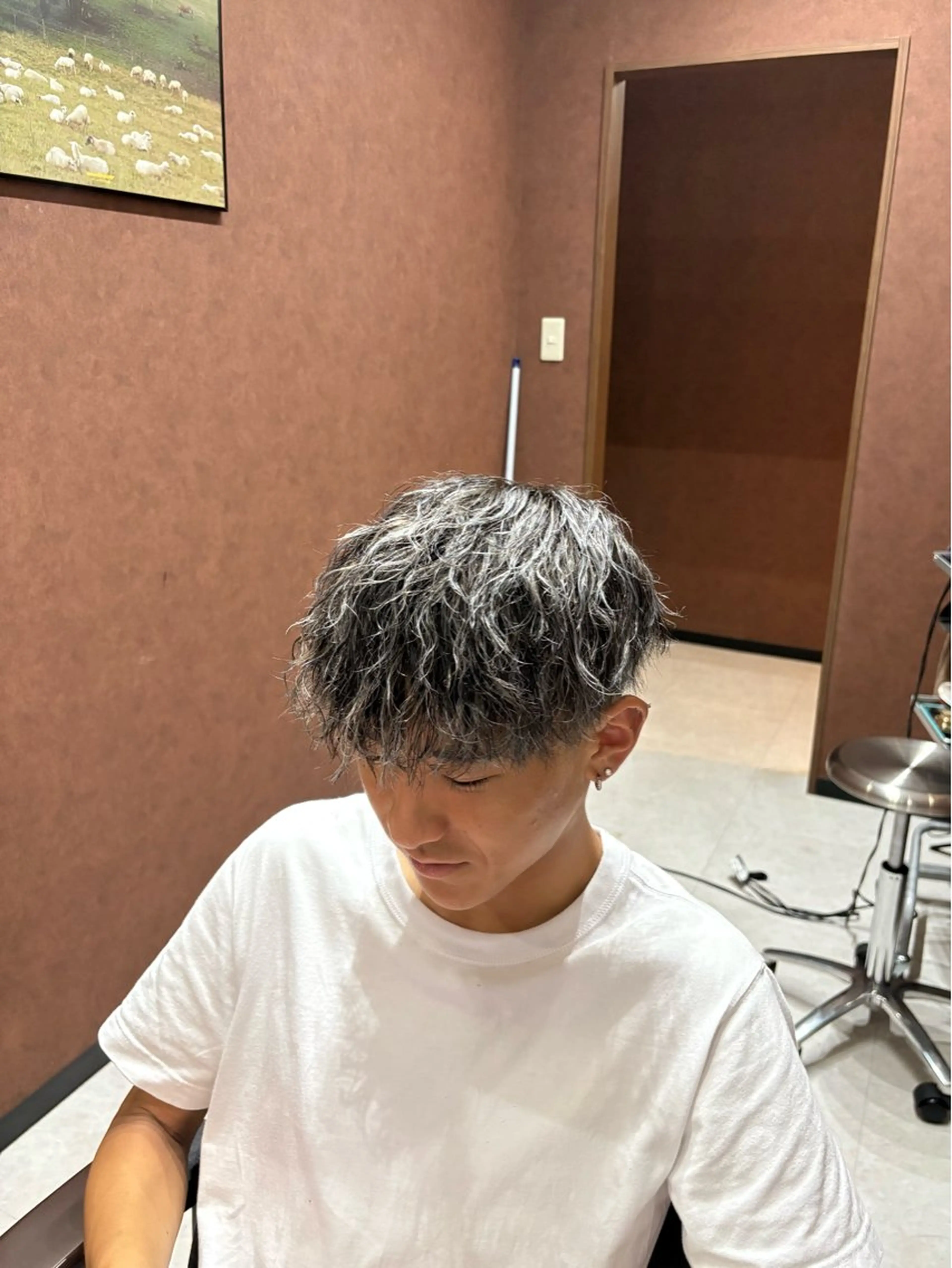 カラー パーマ メンズ メンズメッシュ メッシュ カット ヘアカラー パーマ E 難波OCAT店所属・Rei .のヘアスタイル