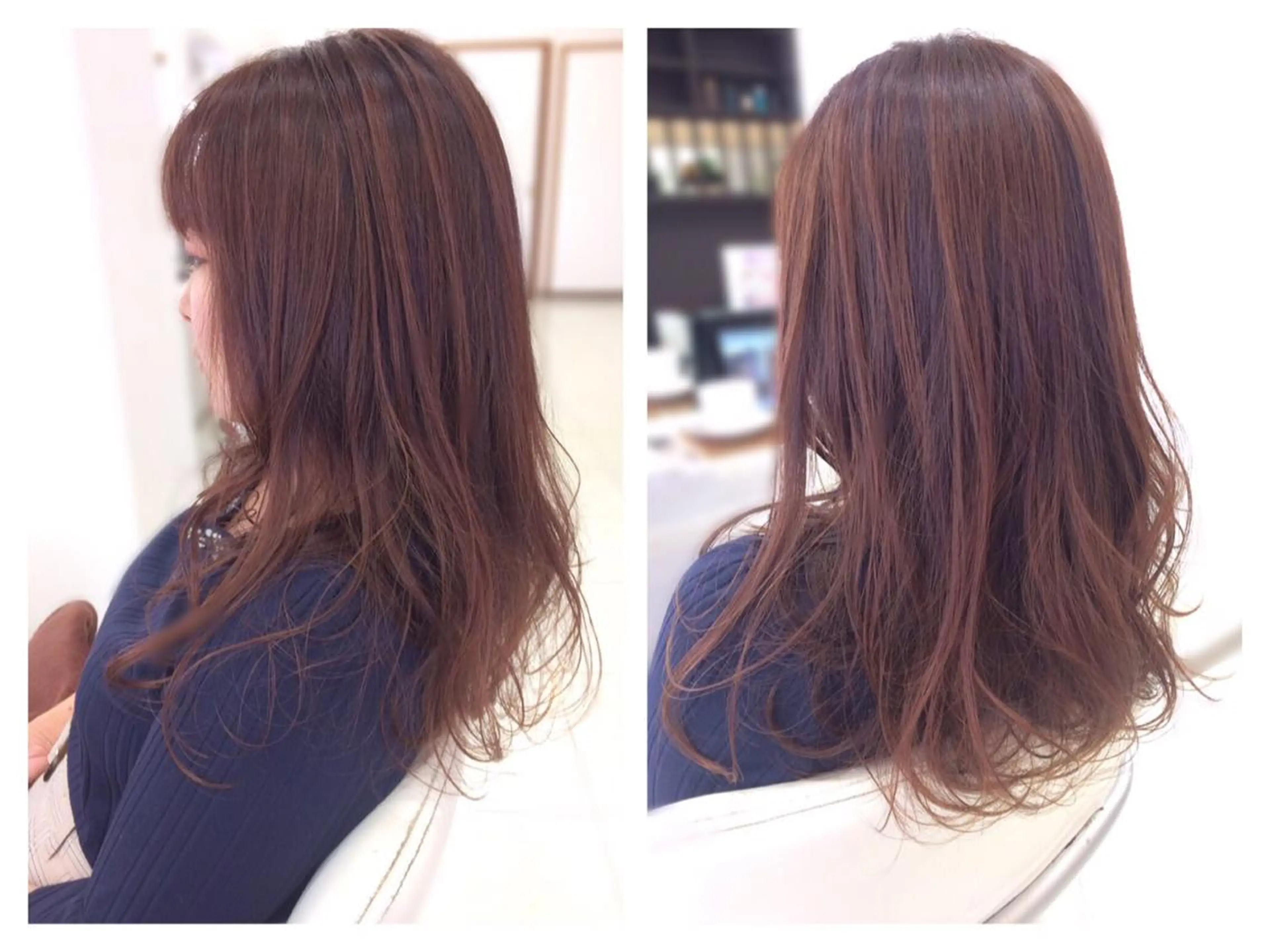 ロング カラー ベージュカラー ピンクカラー ピンクベージュ パープルカラー カット ヘアカラー トリートメント いけだ ゆうのヘアスタイル