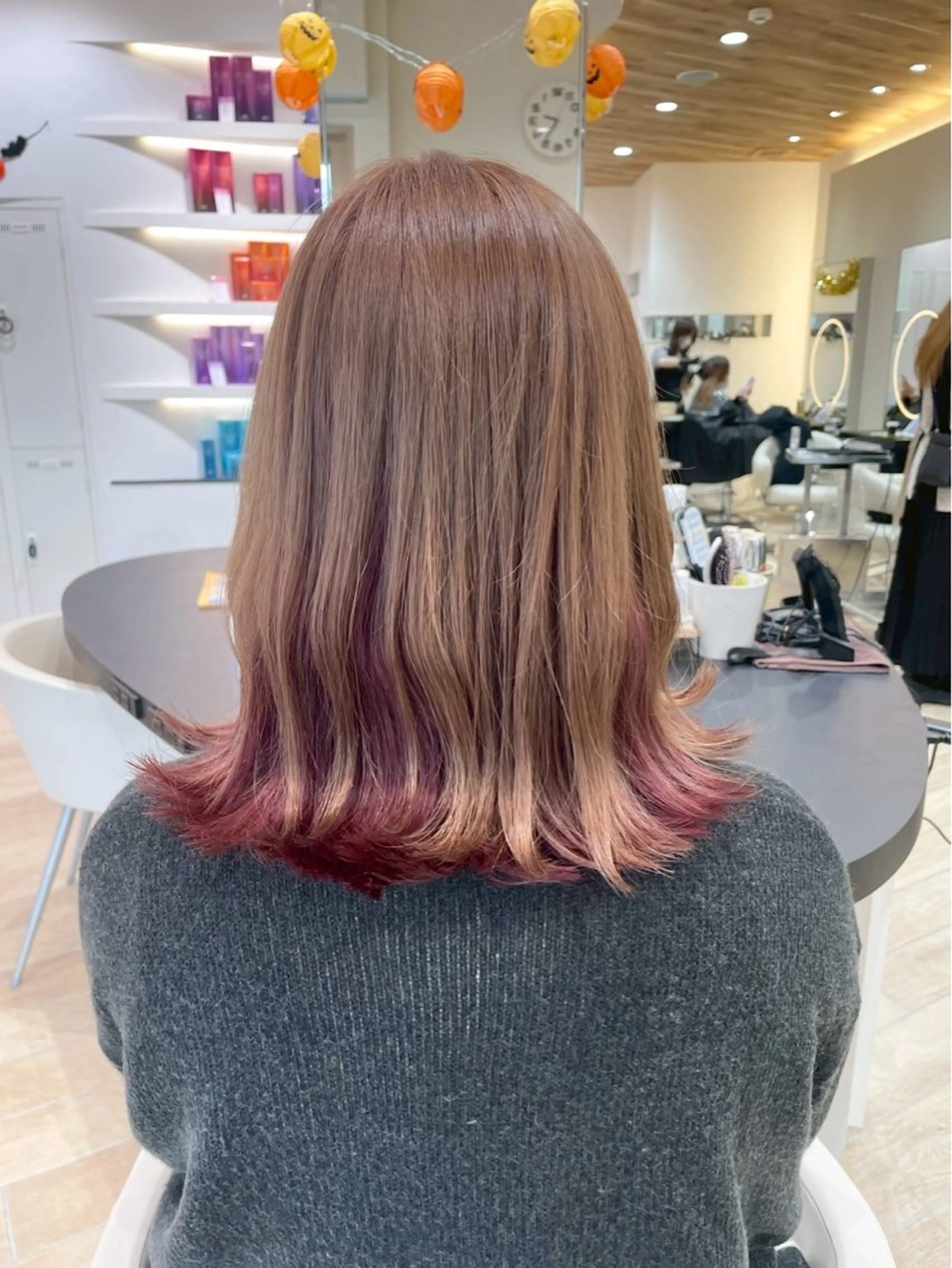 ミディアム カラー ヘアカラー 🎀ピンクカラー/ 推しカラー/のの🎀のヘアスタイル